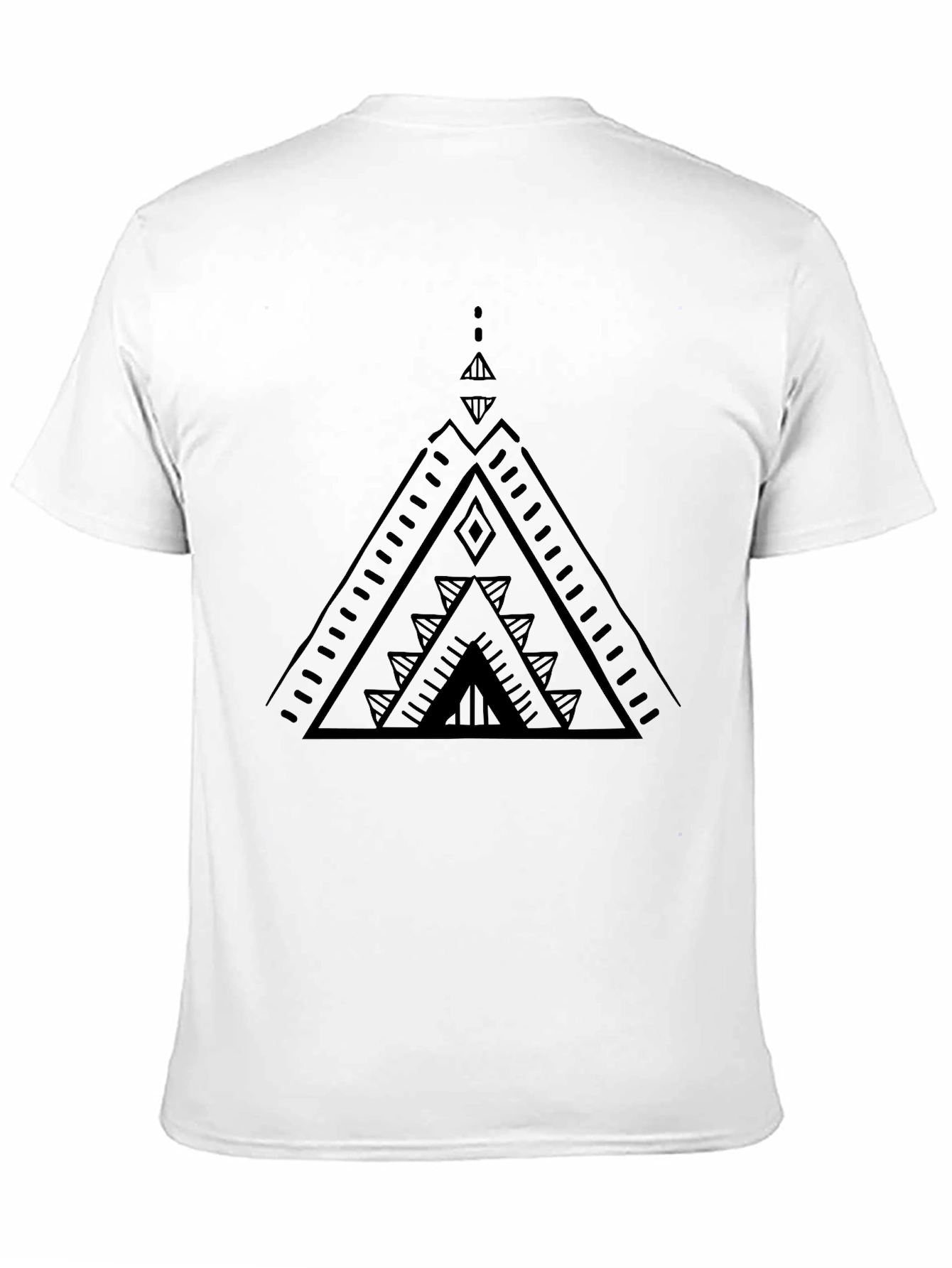 Geometric Triangle Design Black T-Shirt