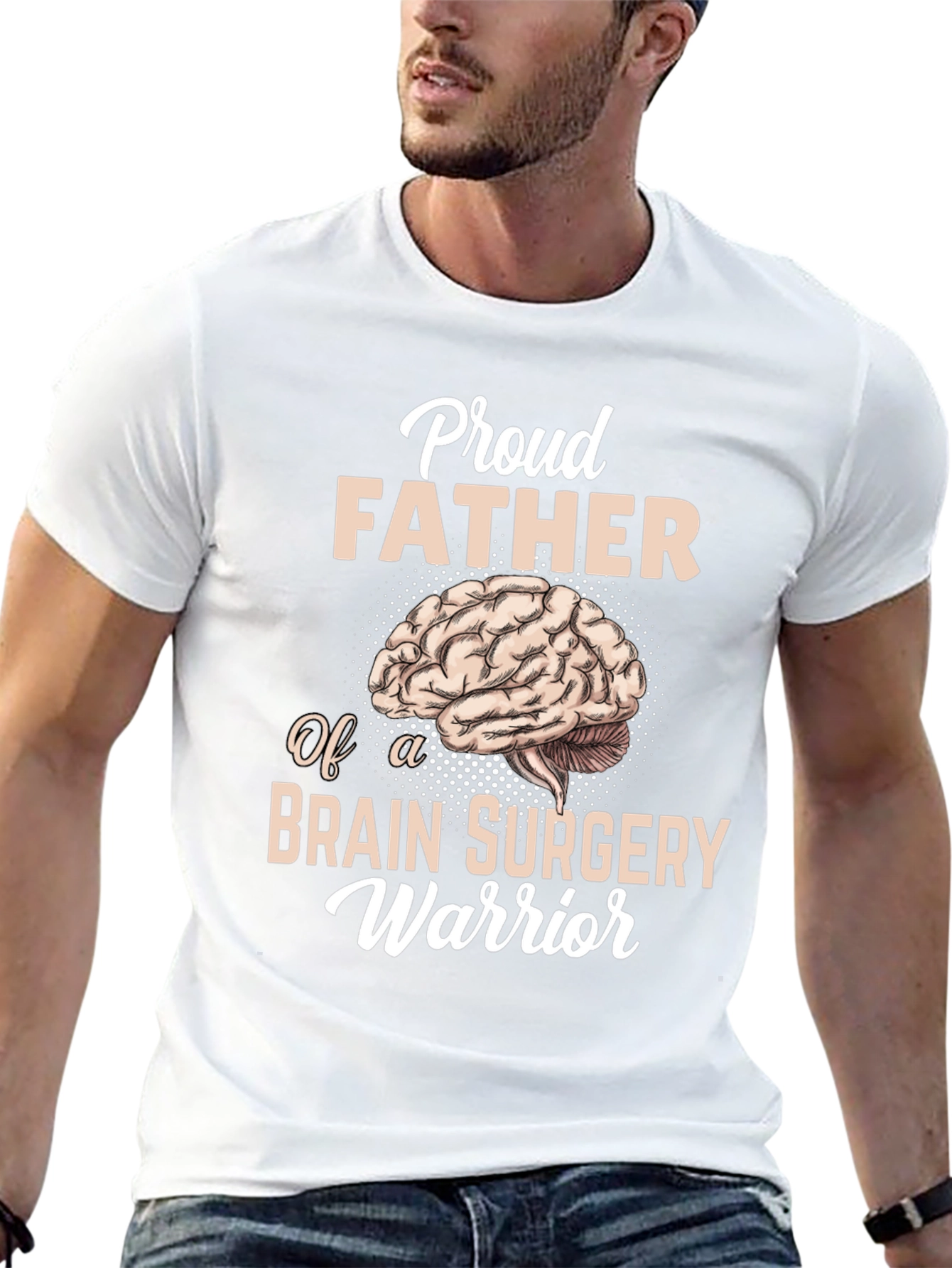 Proud Father Brain Surgery Warrior Graphic T-Shirt