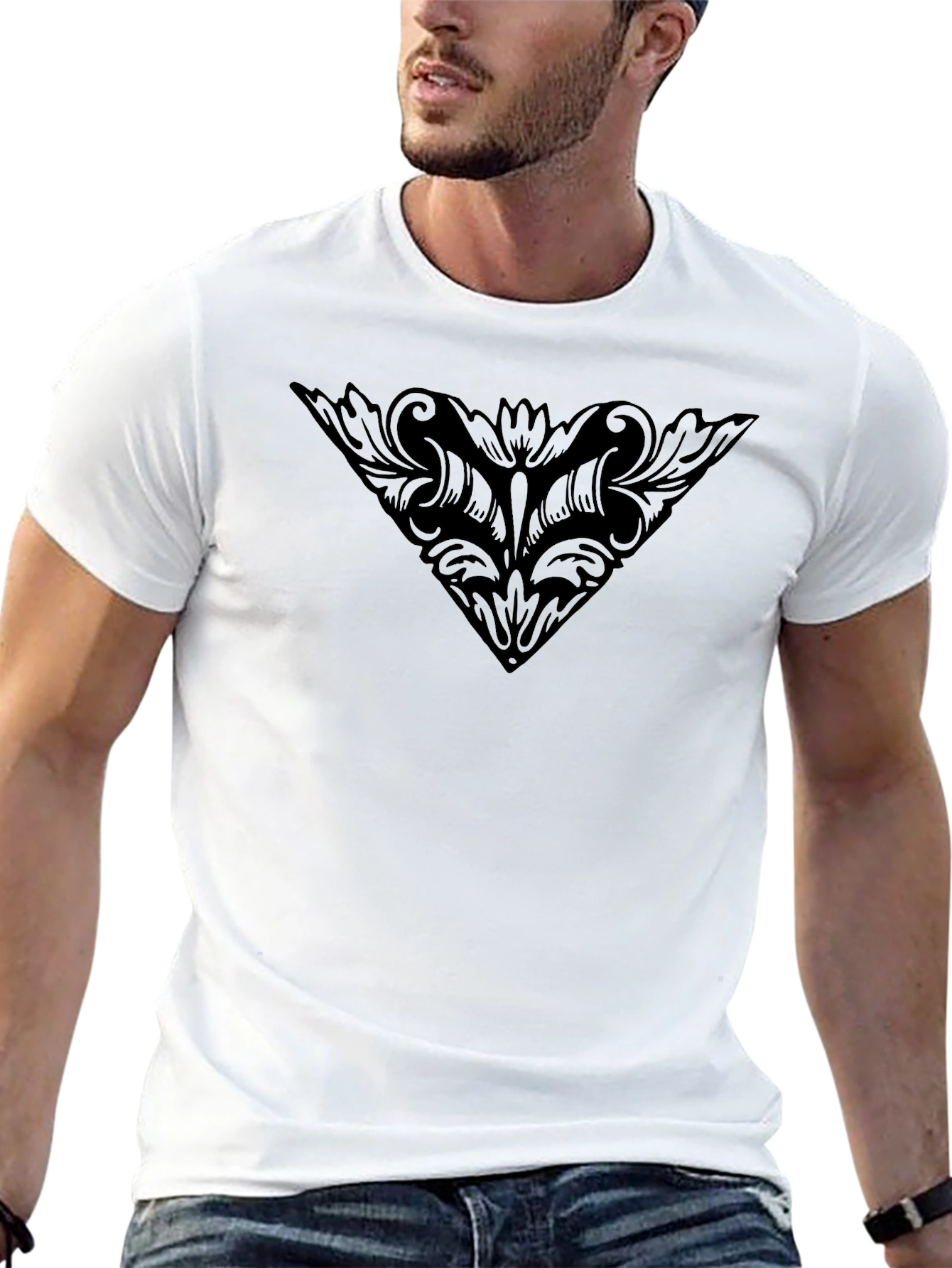 Elegant Black Triangle Graphic Tee for Men