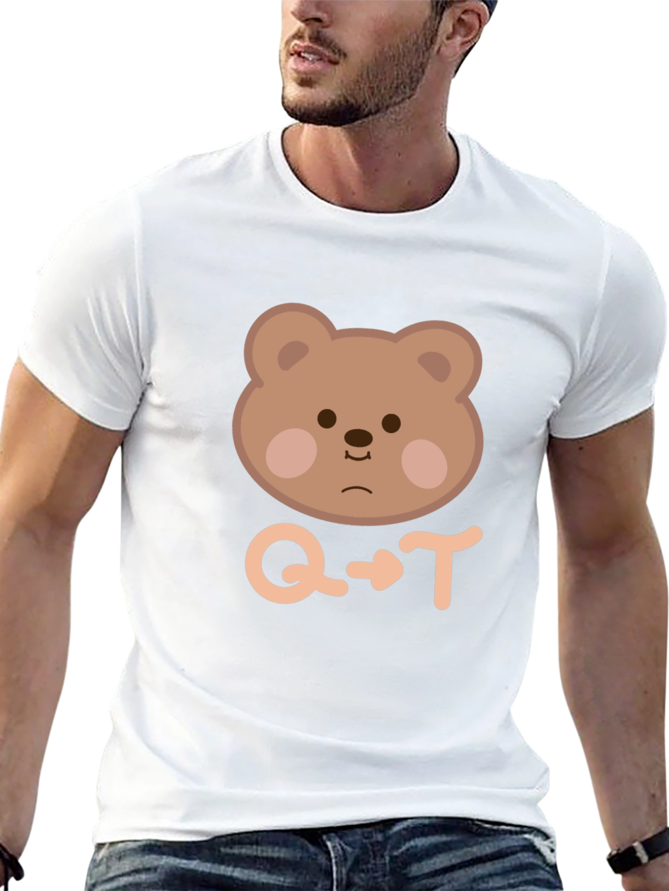 Cute Bear Q to T Black T-Shirt