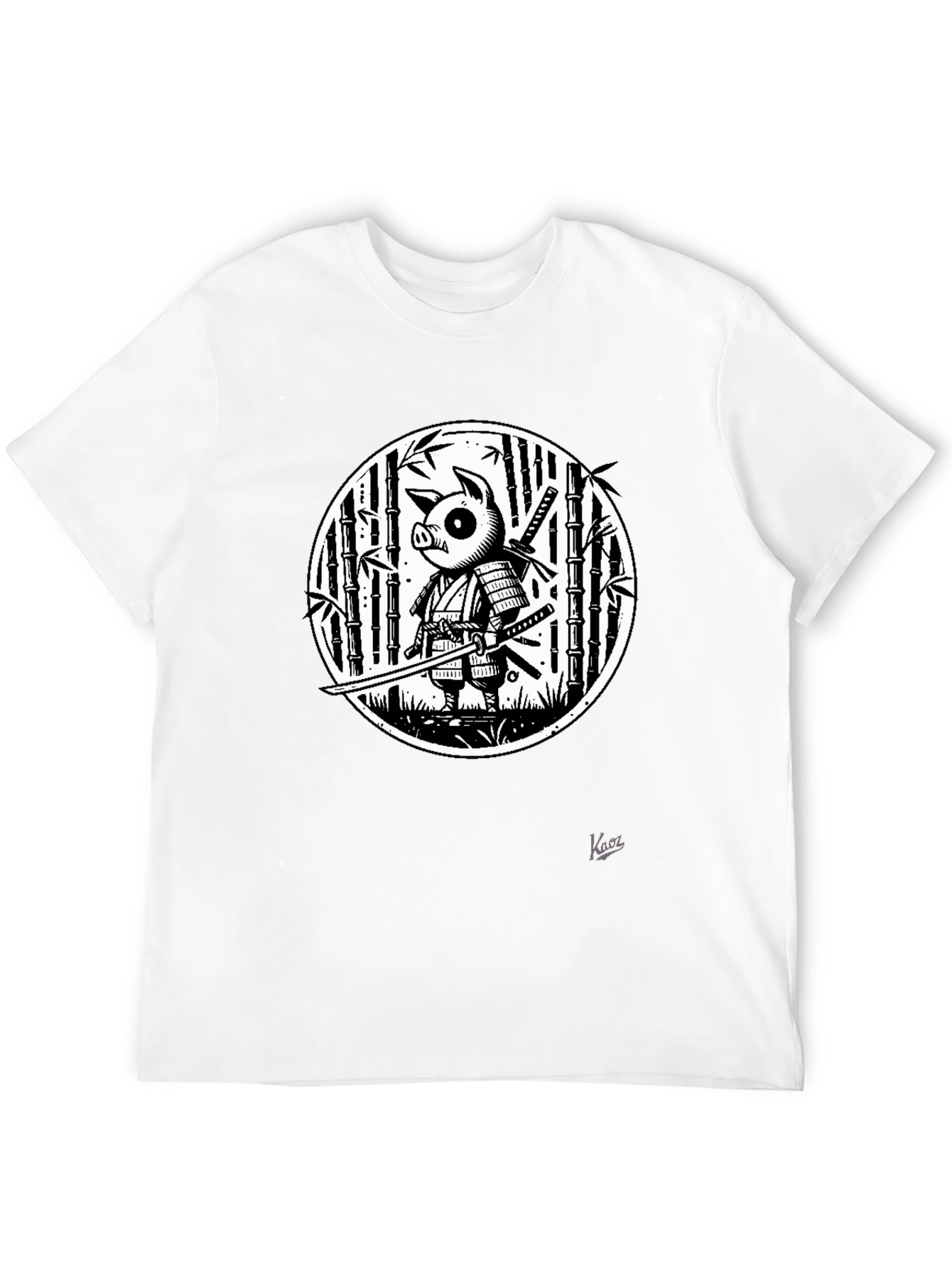 Pig Samurai Graphic Black T-Shirt - Unique Design