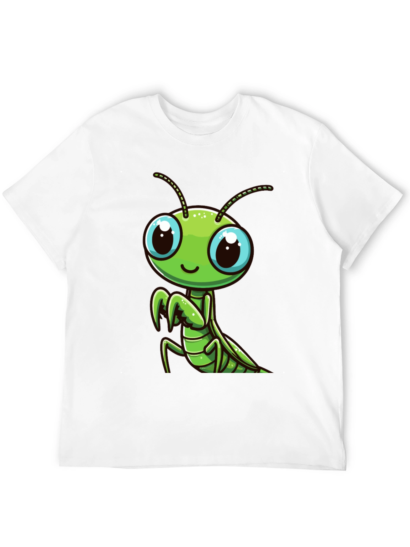 Cute Mantis Graphic Tee - Black Cotton T-Shirt
