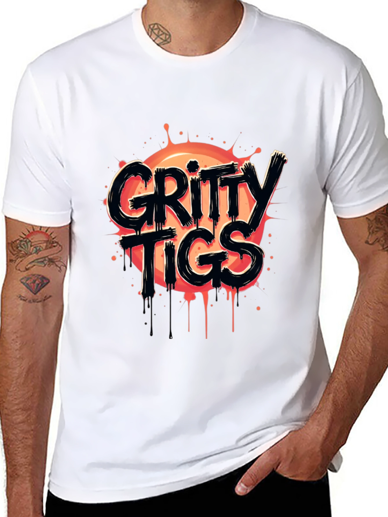 Gritty Tigs Graphic Tee - Black Cotton Blend