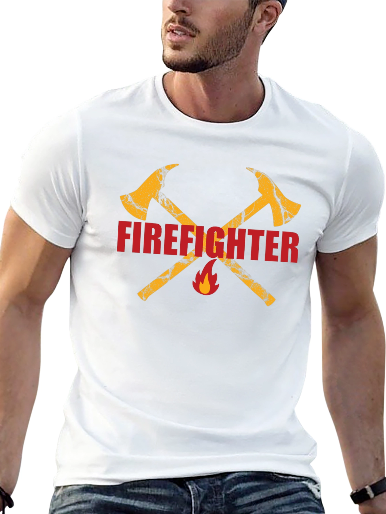 Firefighter Axe Graphic Tee - Black Cotton T-Shirt