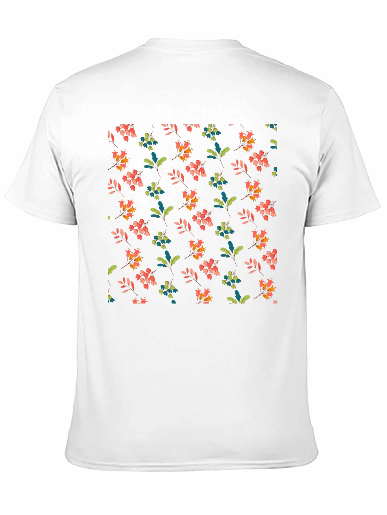 Floral Pattern Black Cotton Casual T-Shirt