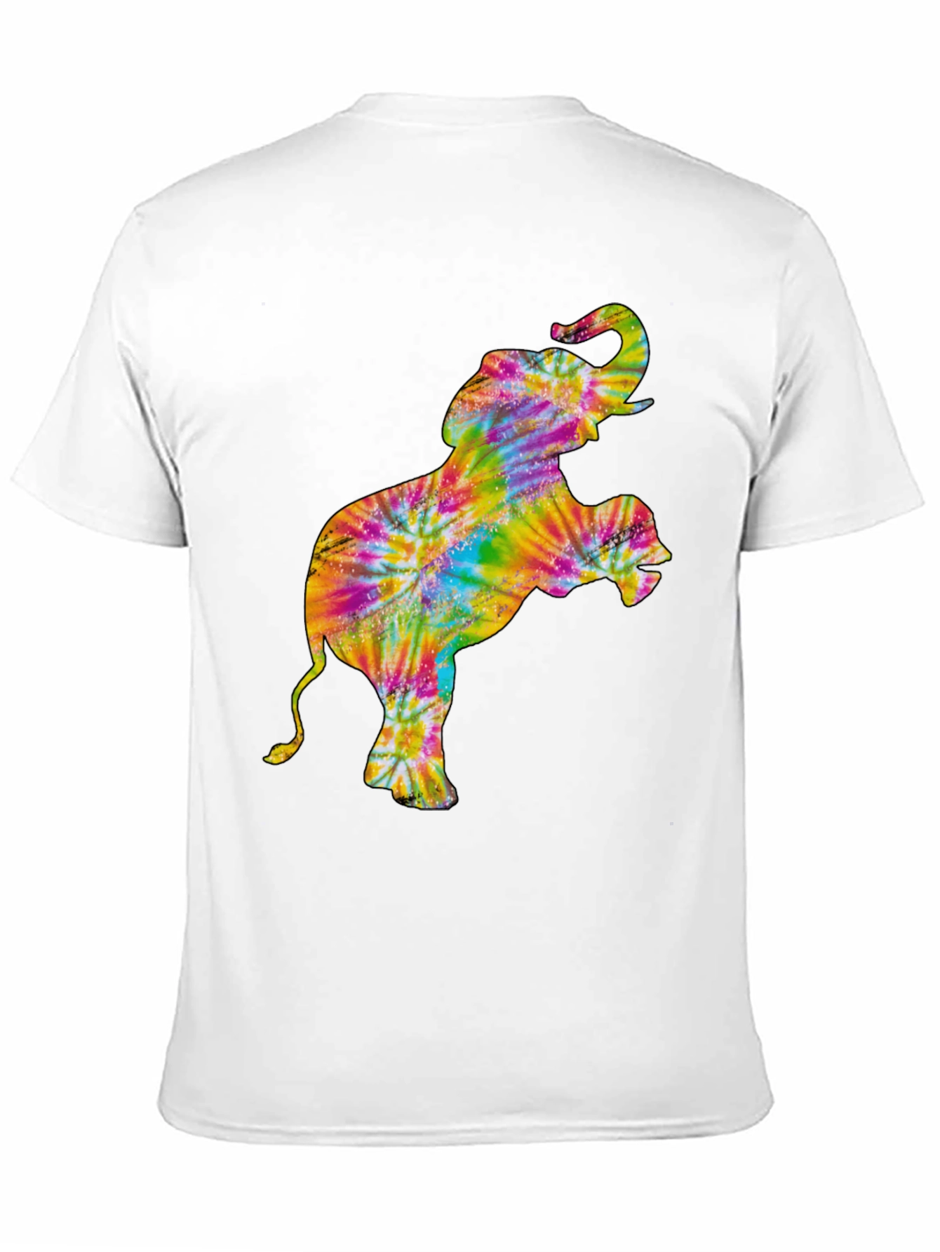 Tie-Dye Elephant Graphic Black T-Shirt