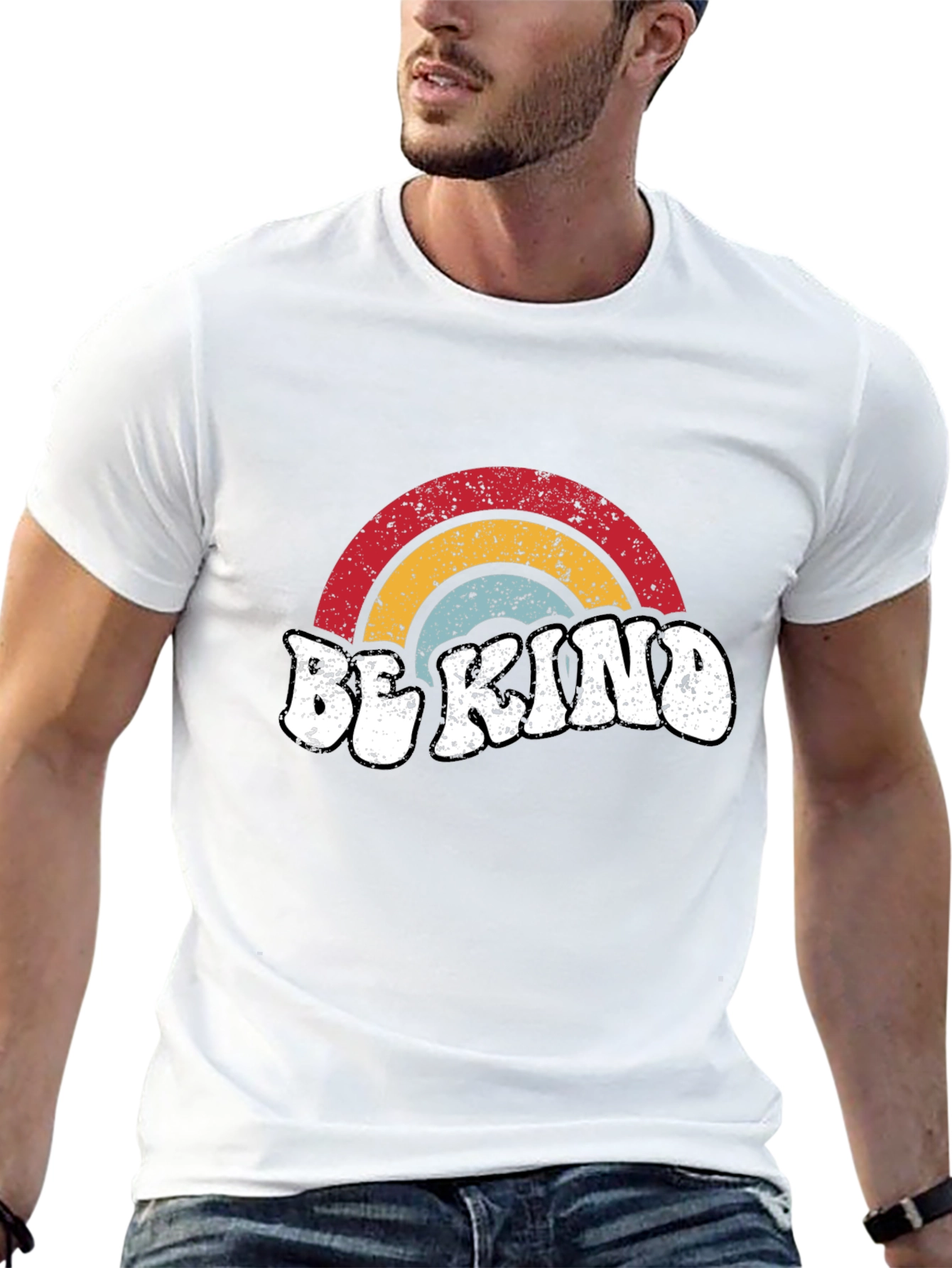 Be Kind Retro Rainbow Graphic Tee