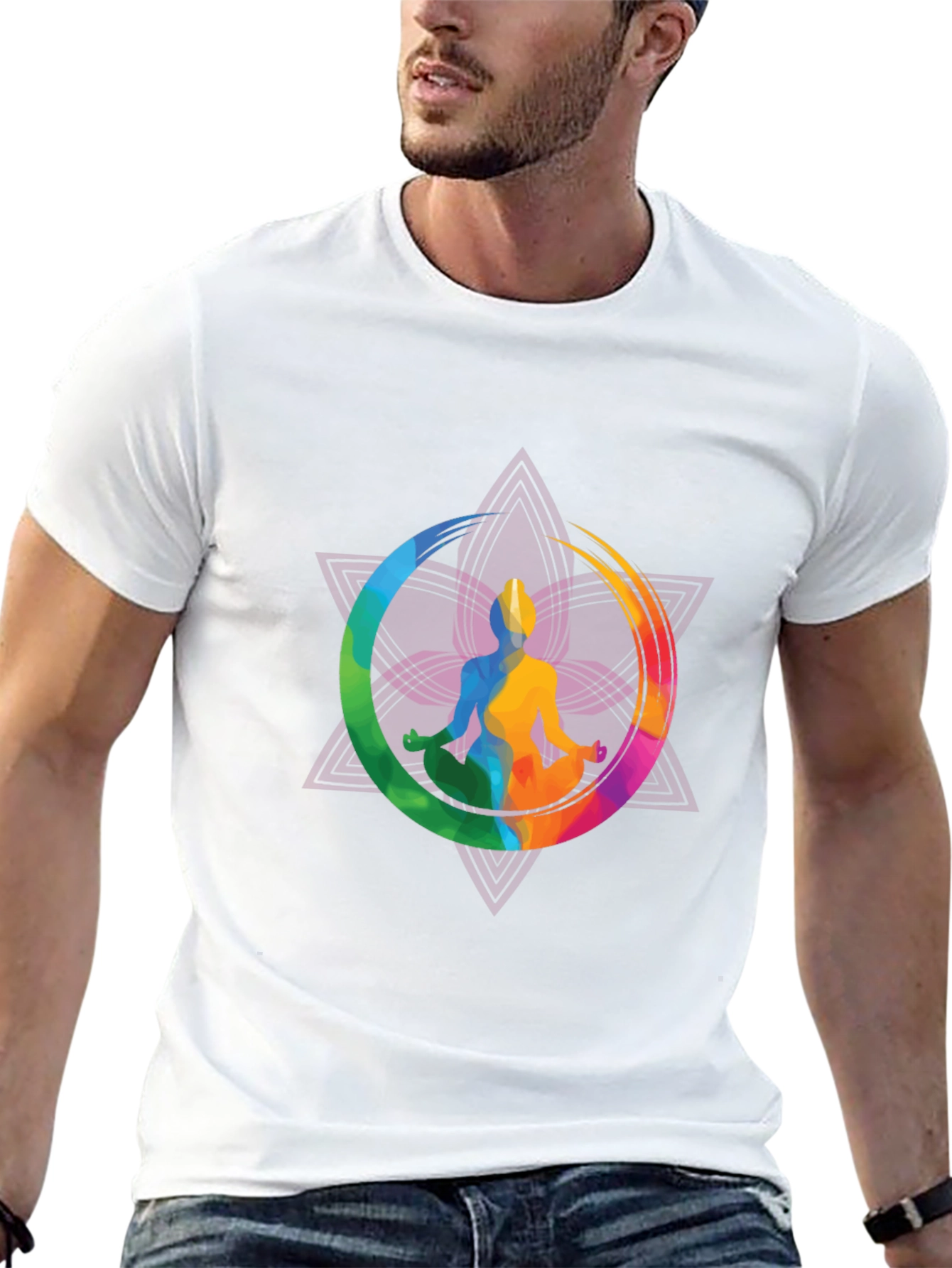 Yoga Meditation Graphic Tee - Mens Black T-Shirt