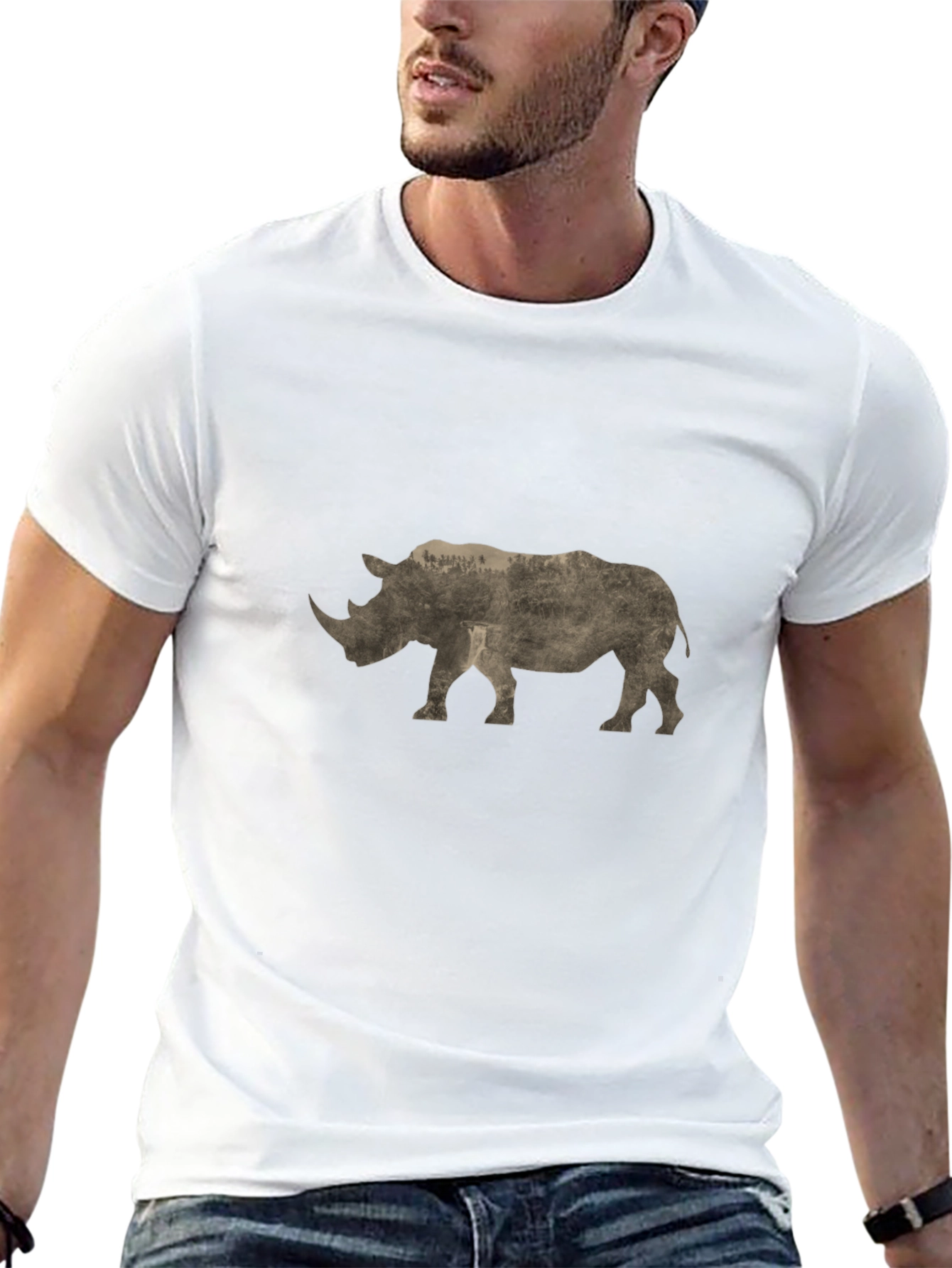 Cool Rhino Graphic Print Black T-Shirt