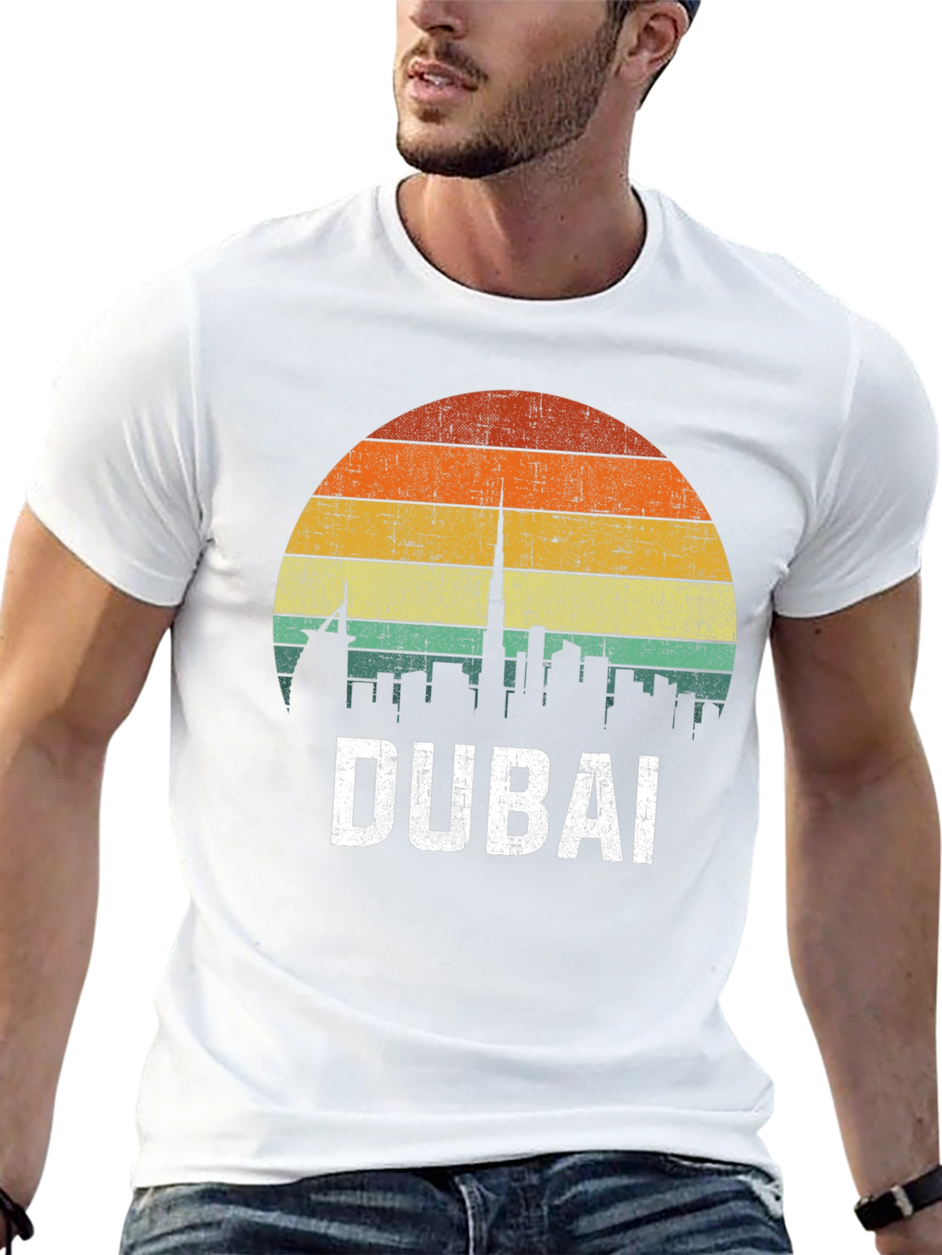 Dubai Sunset T-Shirt Retro City Skyline Tee