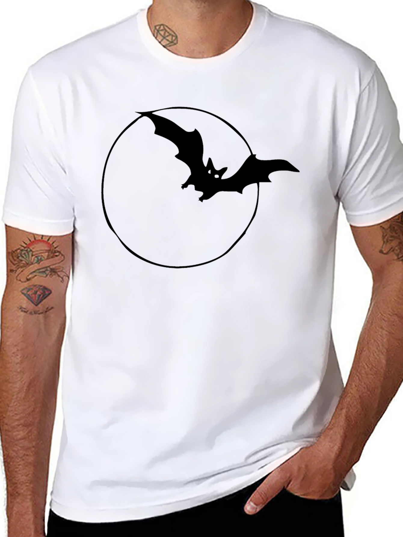 Bat Silhouette Graphic Tee - Mens Black T-Shirt