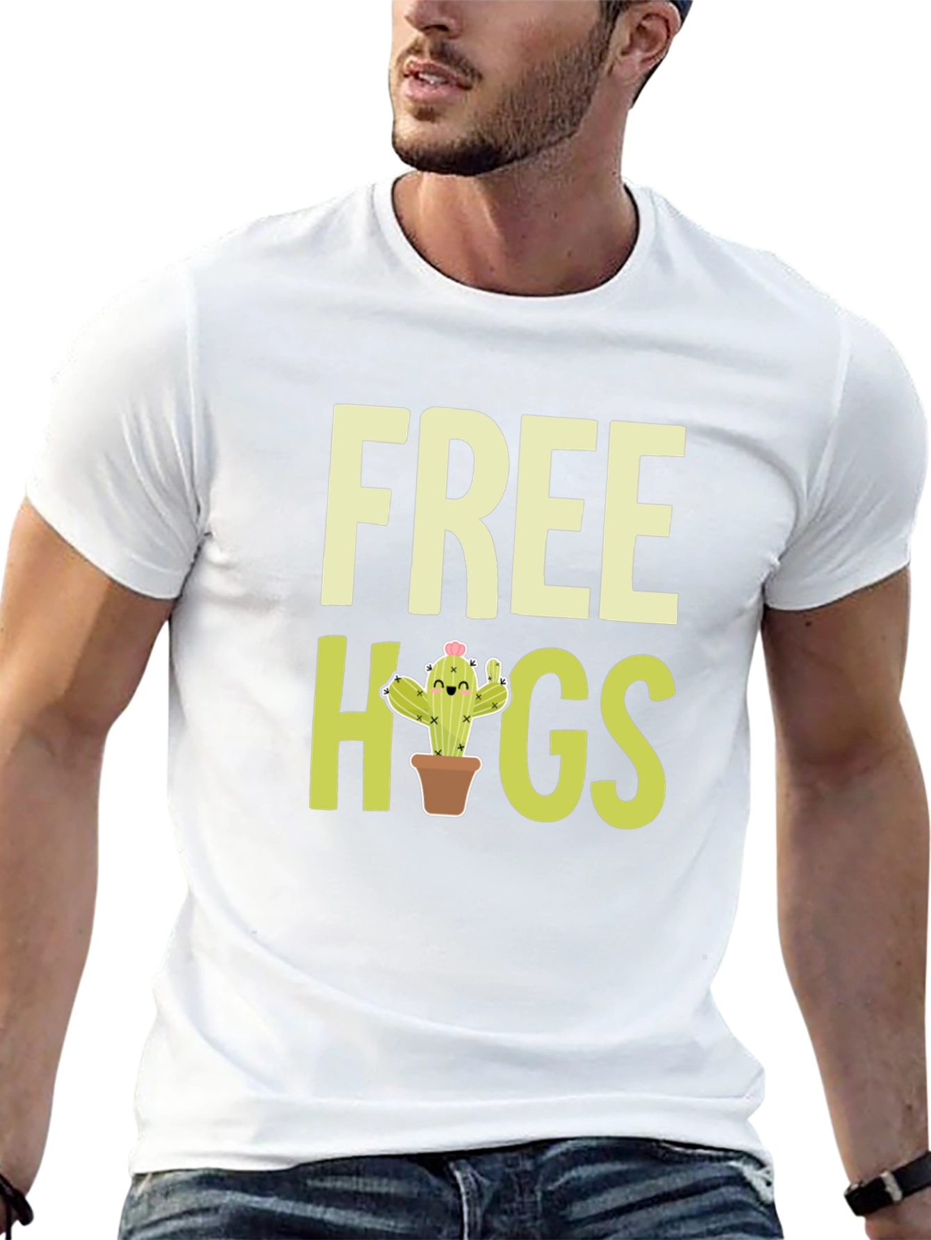 Free Hugs Cactus Graphic T-Shirt