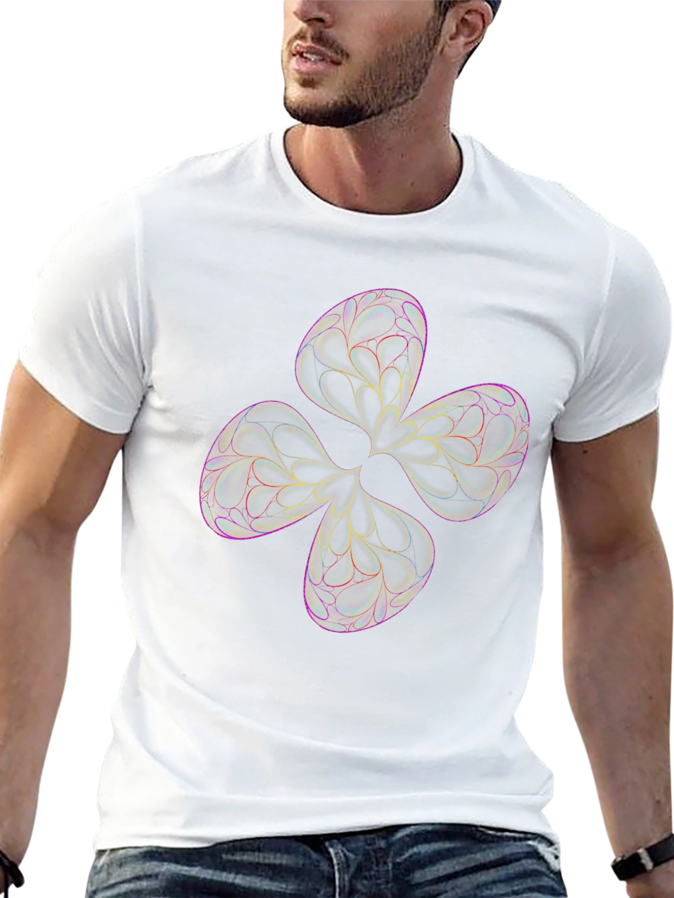 Abstract Flower Tee - Black Graphic T-Shirt