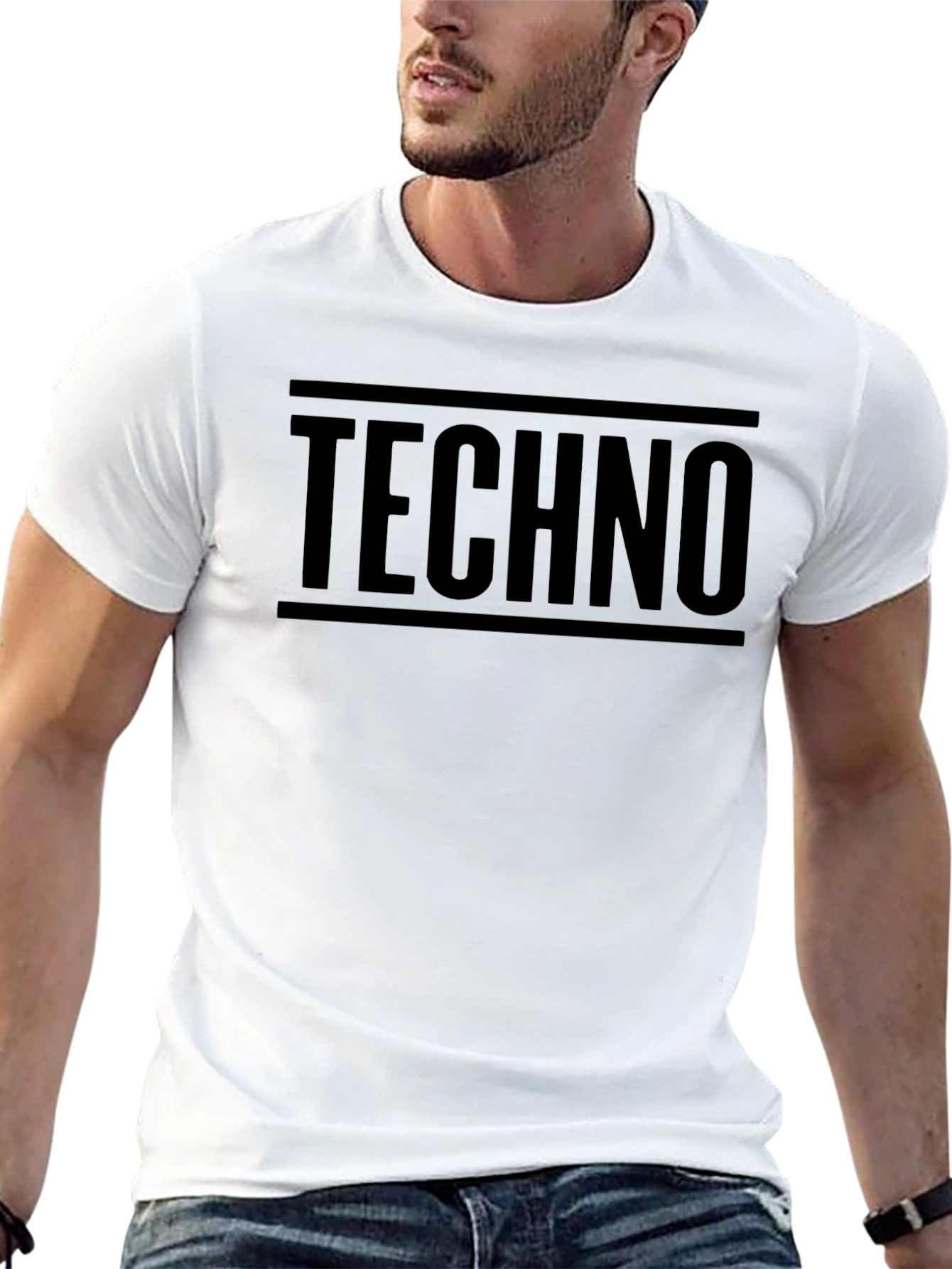 Techno Graphic Tee - Black Cotton T-Shirt