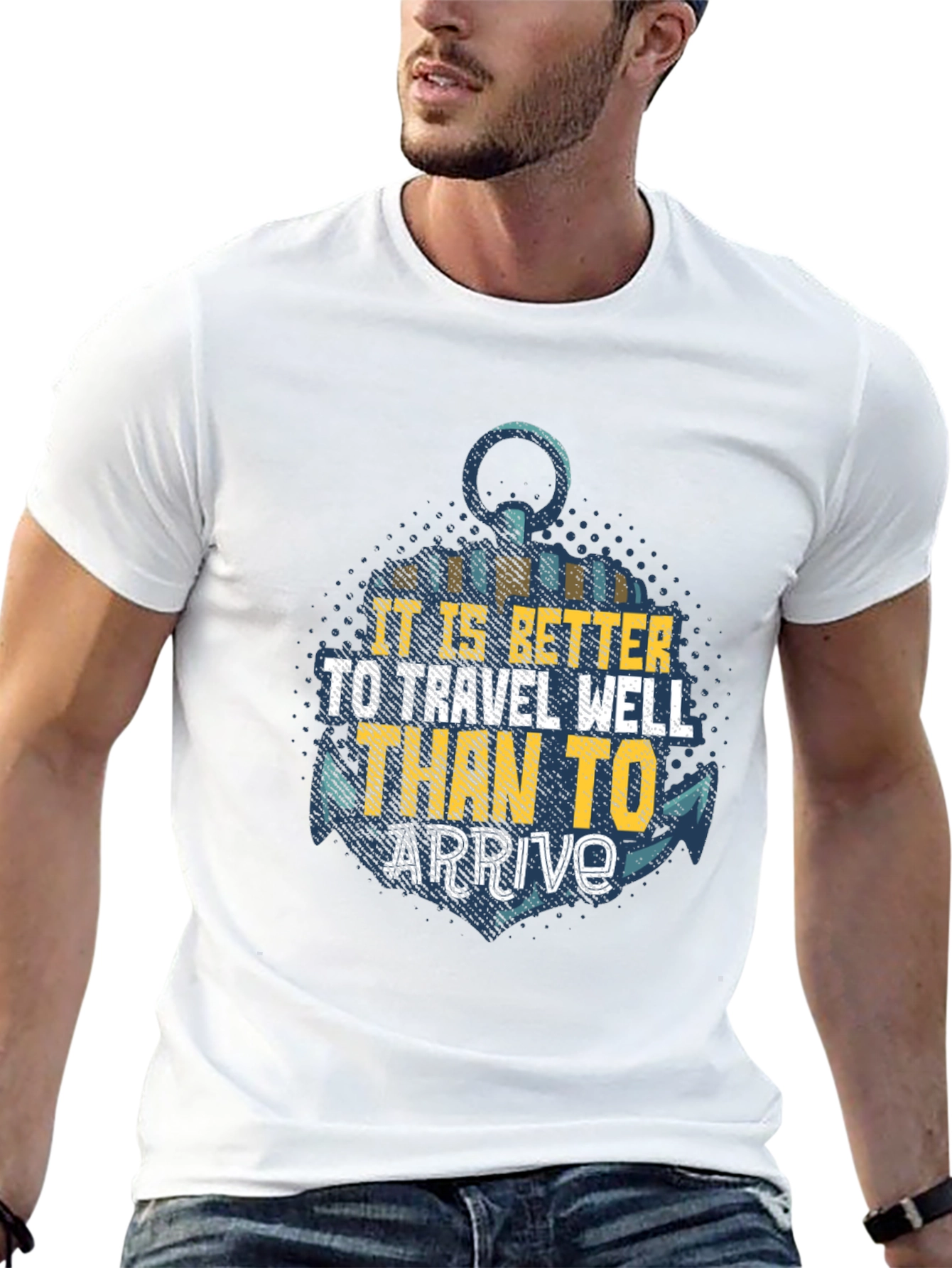 Travel Well Anchor Graphic Tee - Black