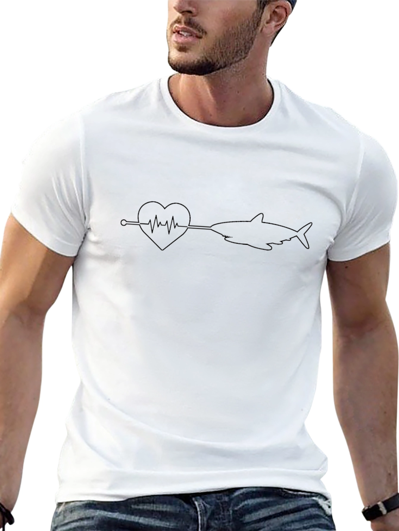Heartbeat Shark Black Graphic Tee