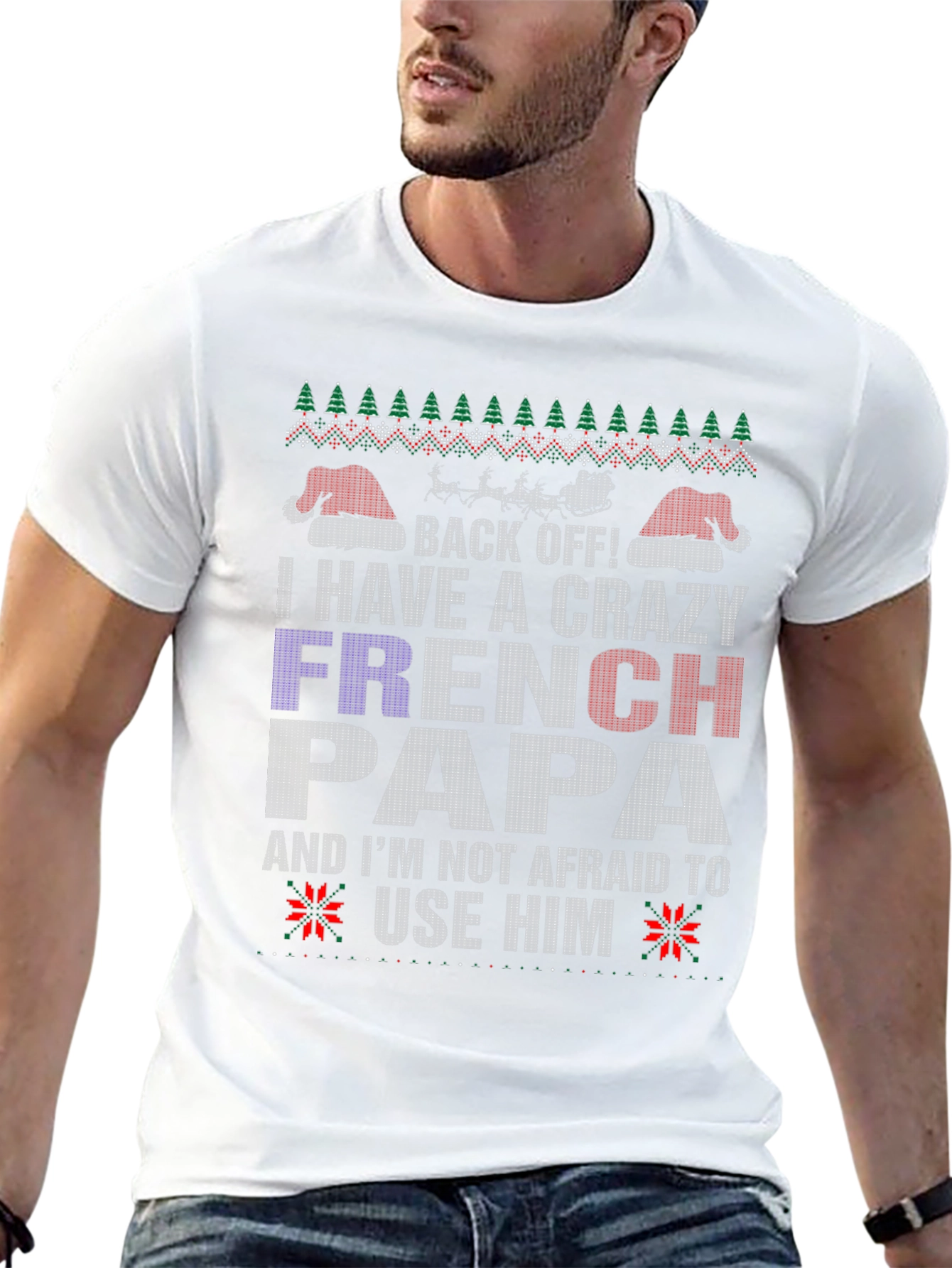 Crazy French Papa Christmas T-Shirt