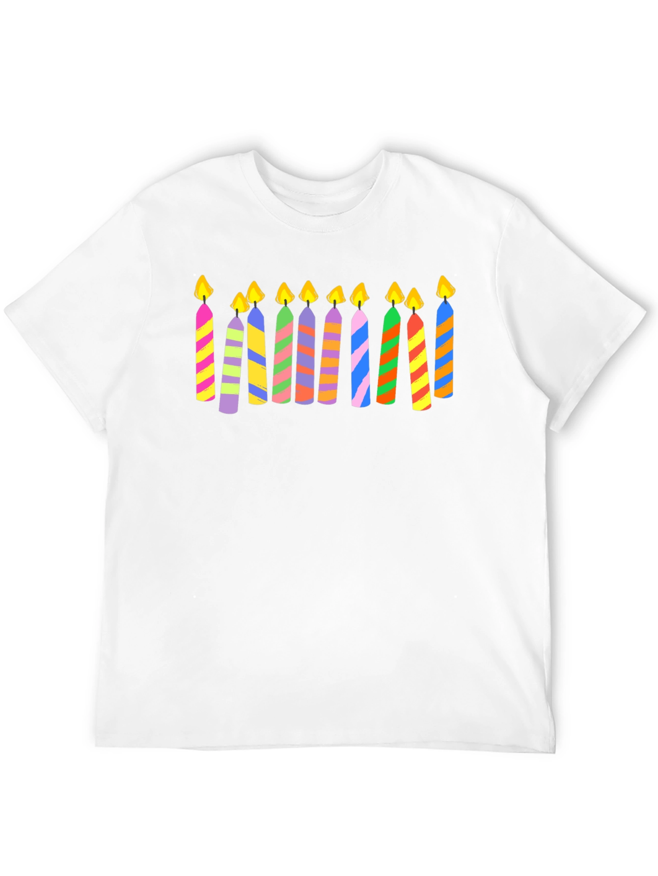 Festive Striped Birthday Candle T-Shirt