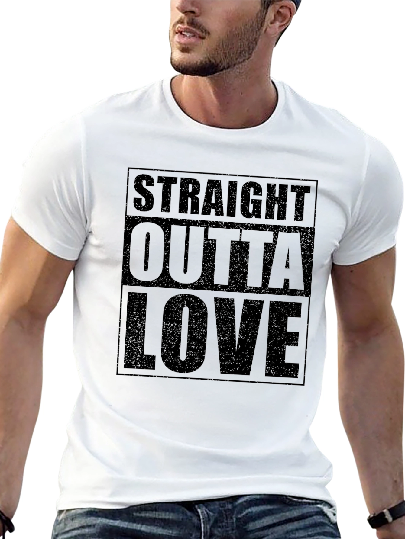 Straight Outta Love Black Graphic Tee Shirt