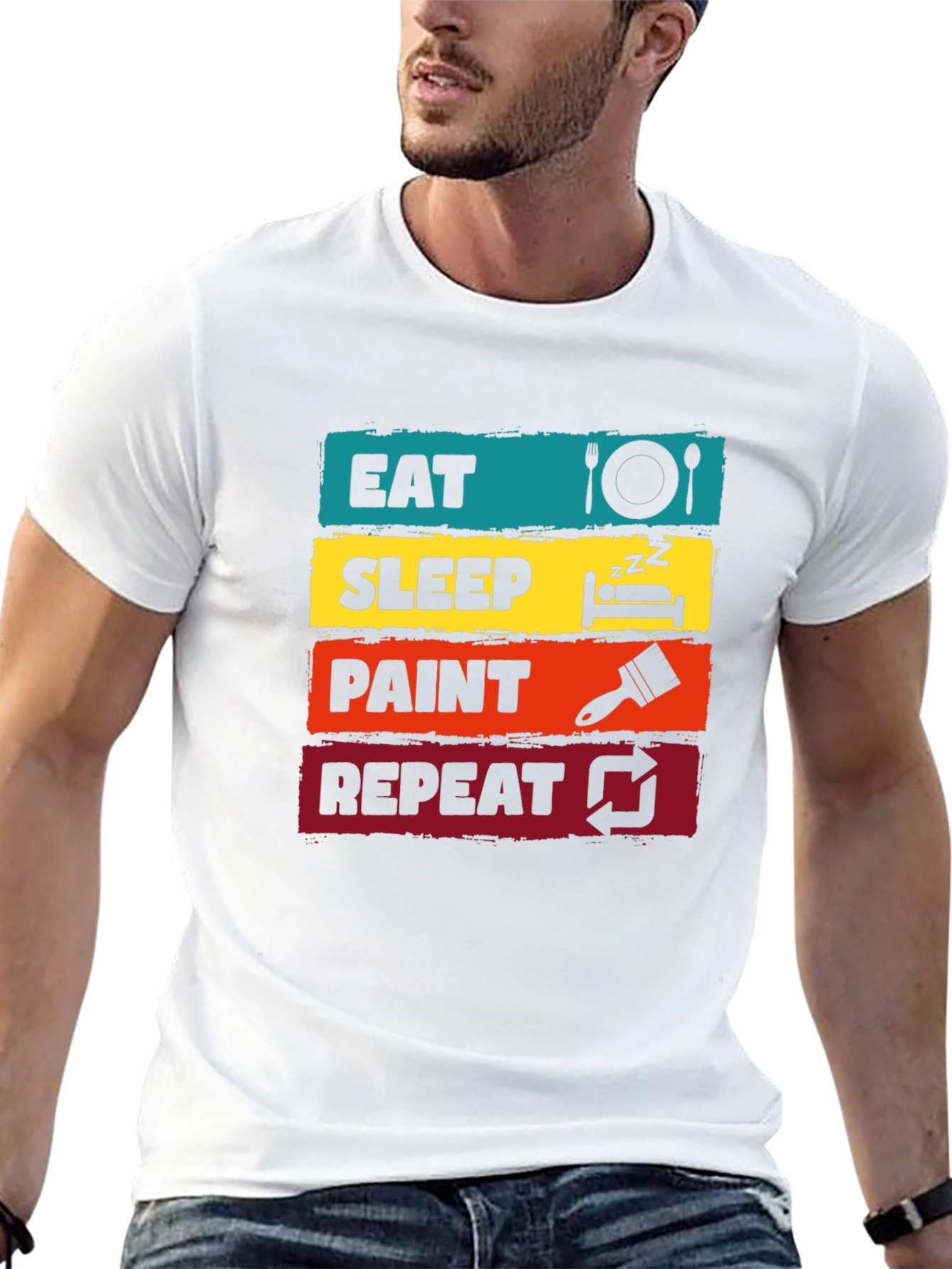 Eat Sleep Paint Repeat Graphic Tee - Artist T-Shirt