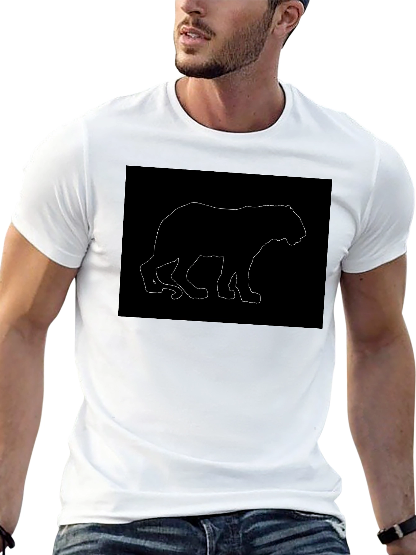 Bear Silhouette Graphic Tee - Black Casual Shirt