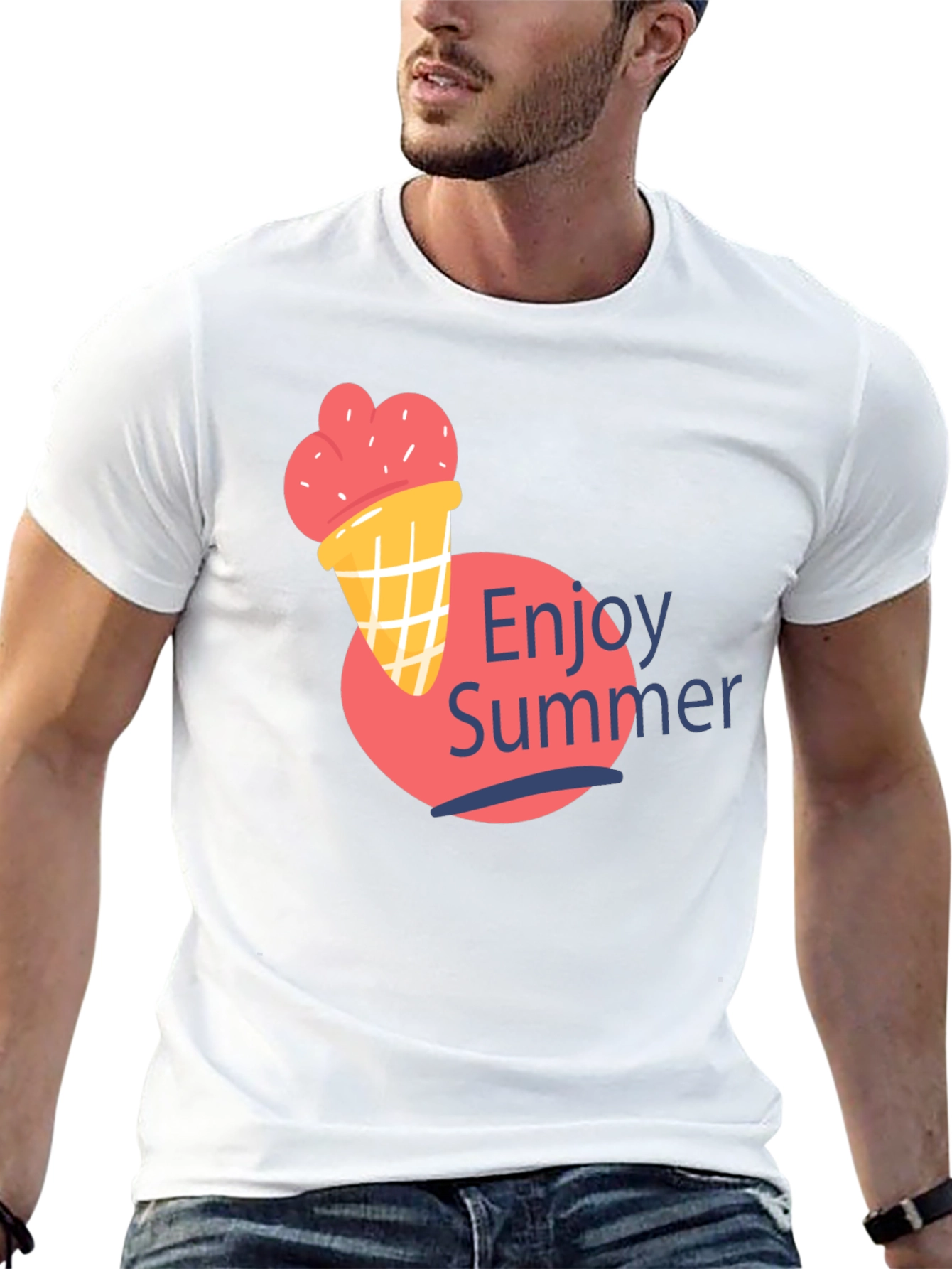 Enjoy Summer T-Shirt - Ice Cream Cone Graphic