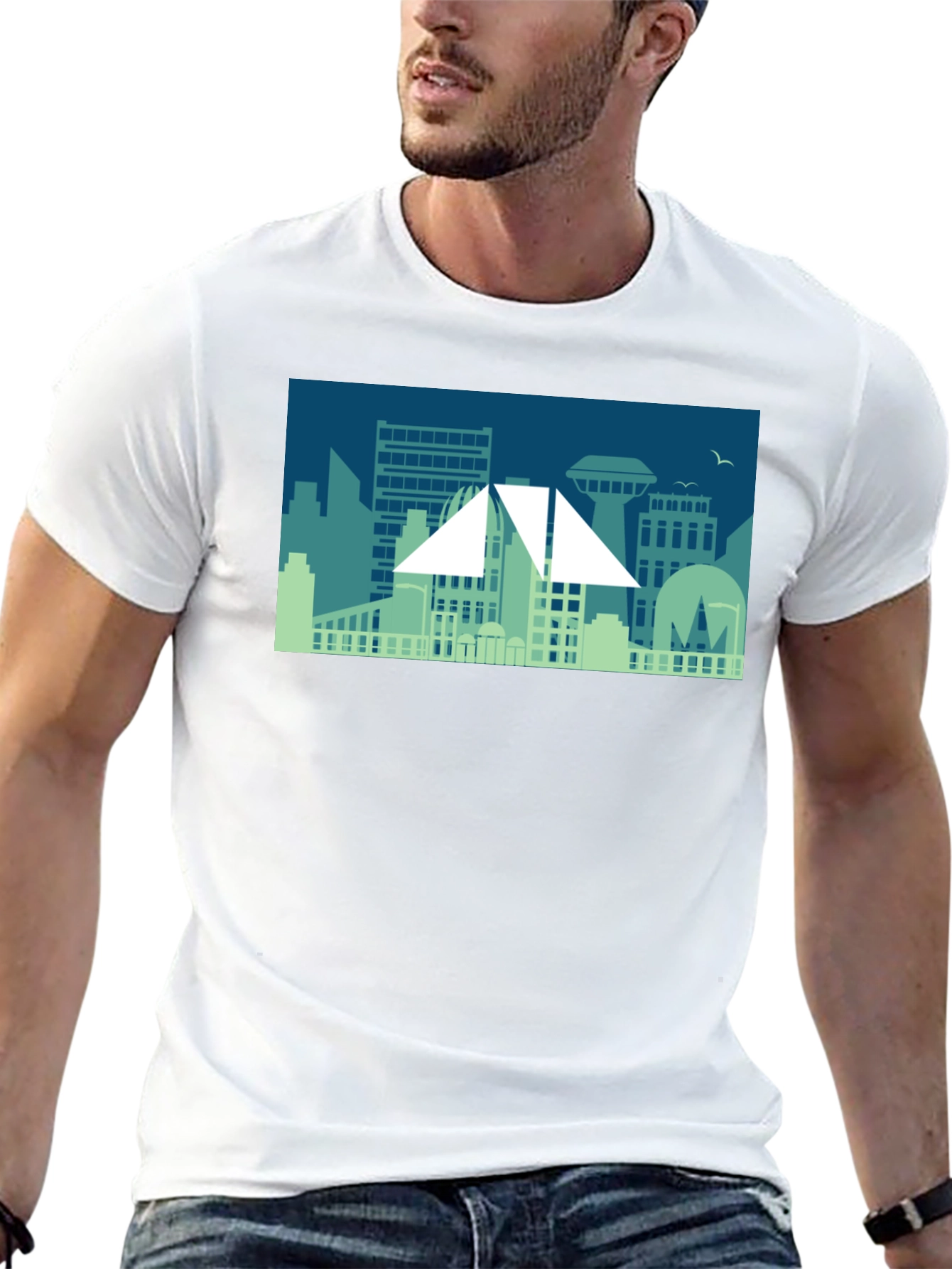 Cityscape Graphic Tee - Modern Silhouette Design