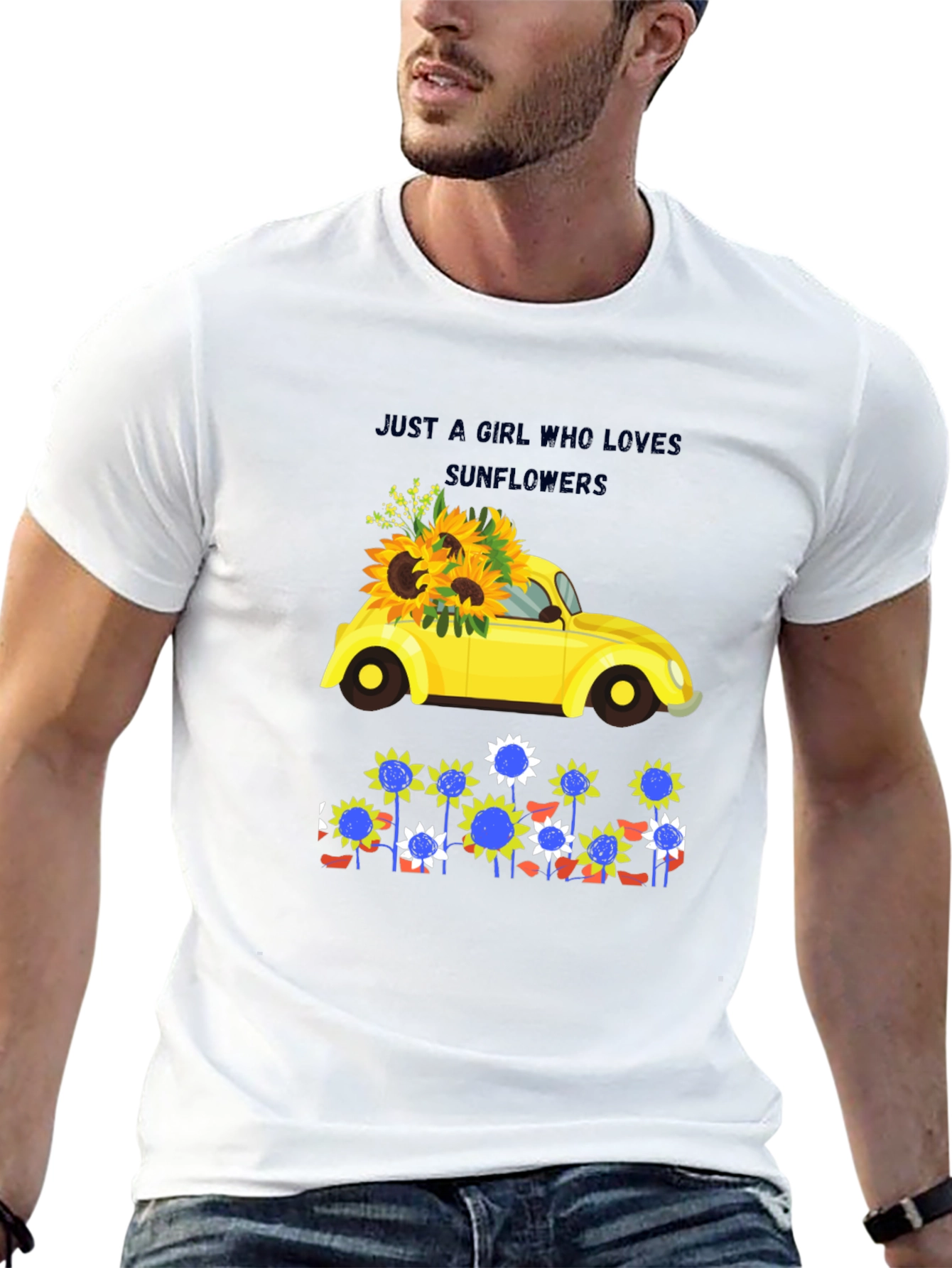 Sunflower Lover T-Shirt Cute Car Graphic Tee