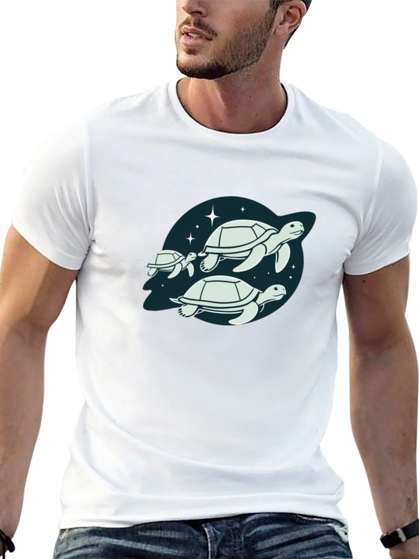 Turtle Family Graphic Tee - Stylish Black T-Shirt