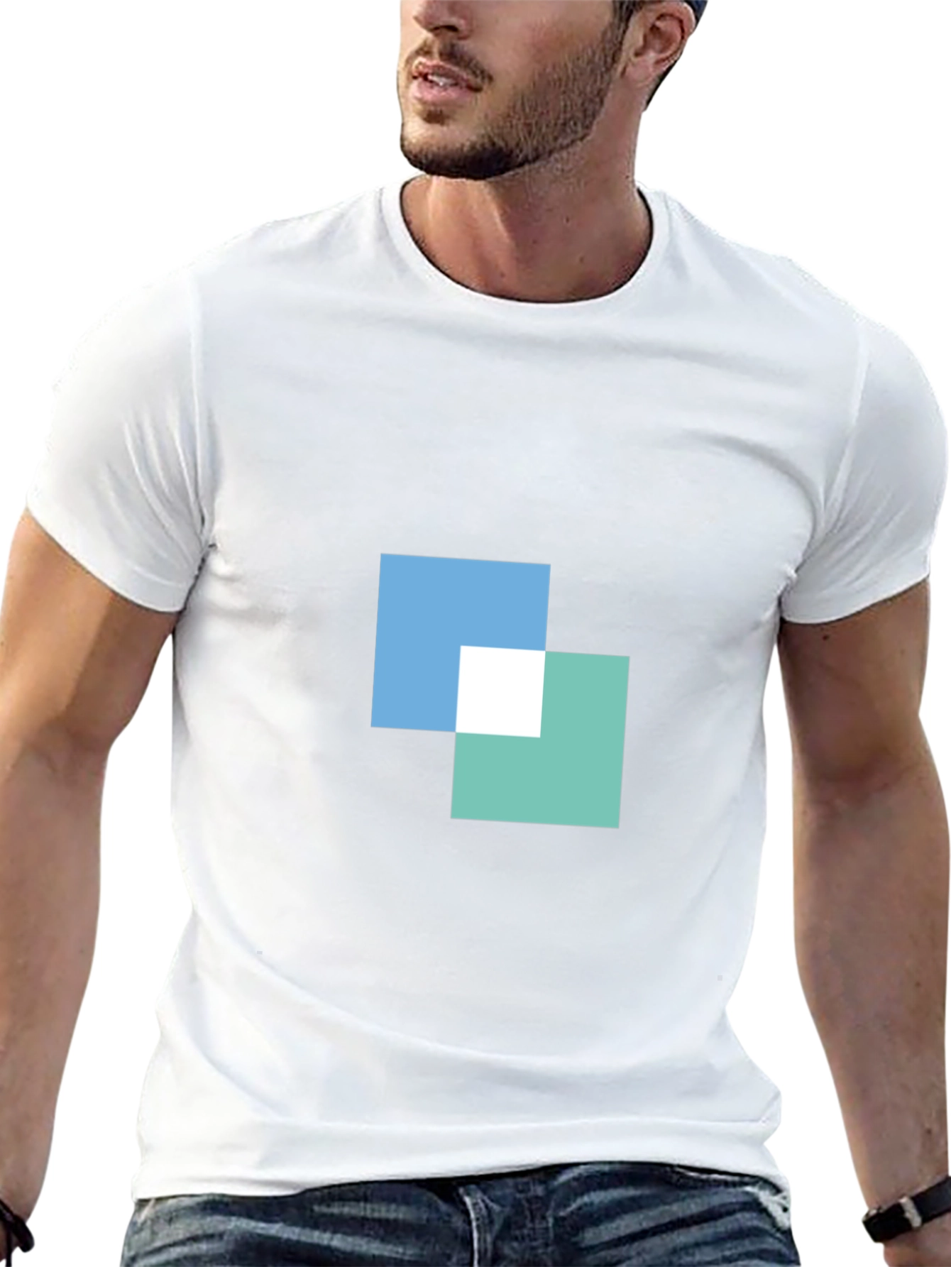 Modern Squares Graphic Black T-Shirt
