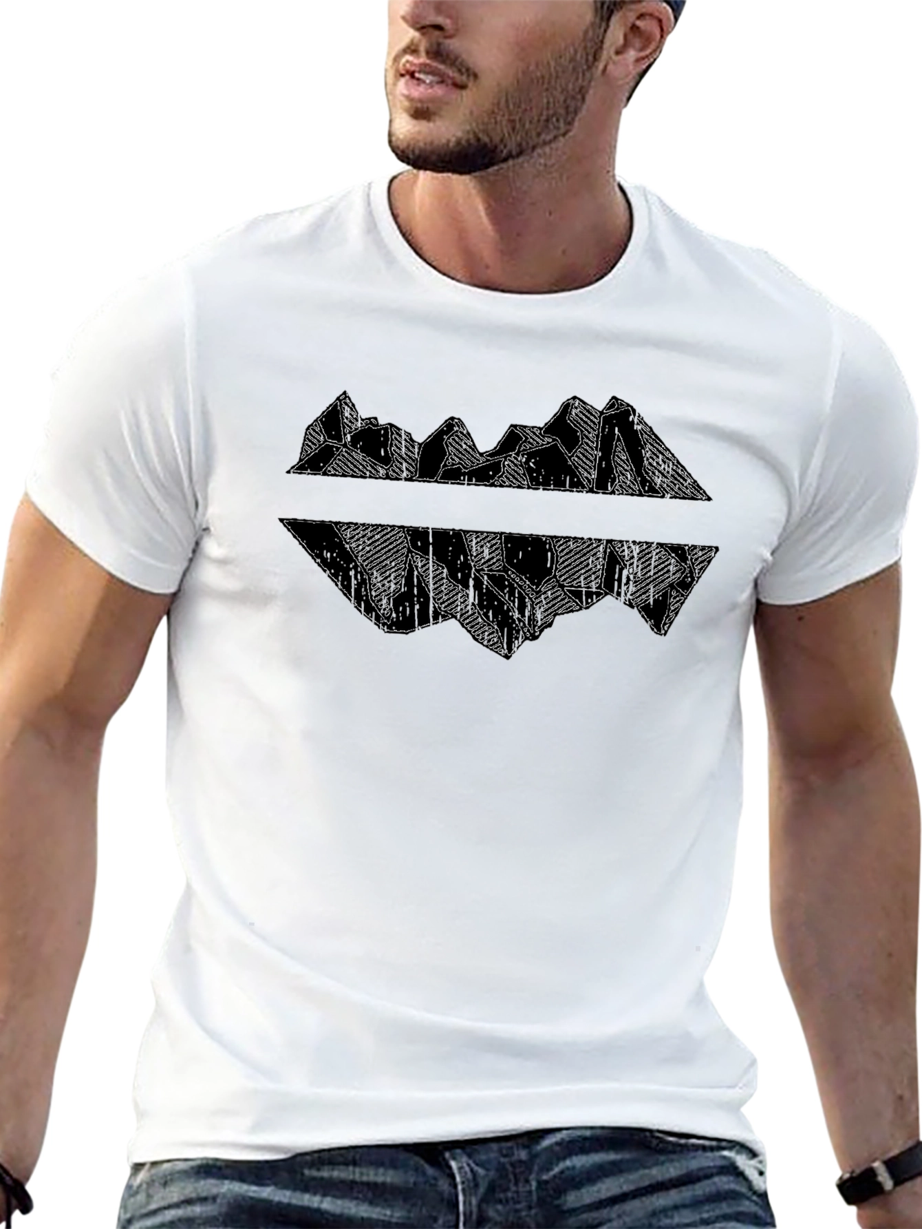 Mountain Reflection Graphic Black T-Shirt