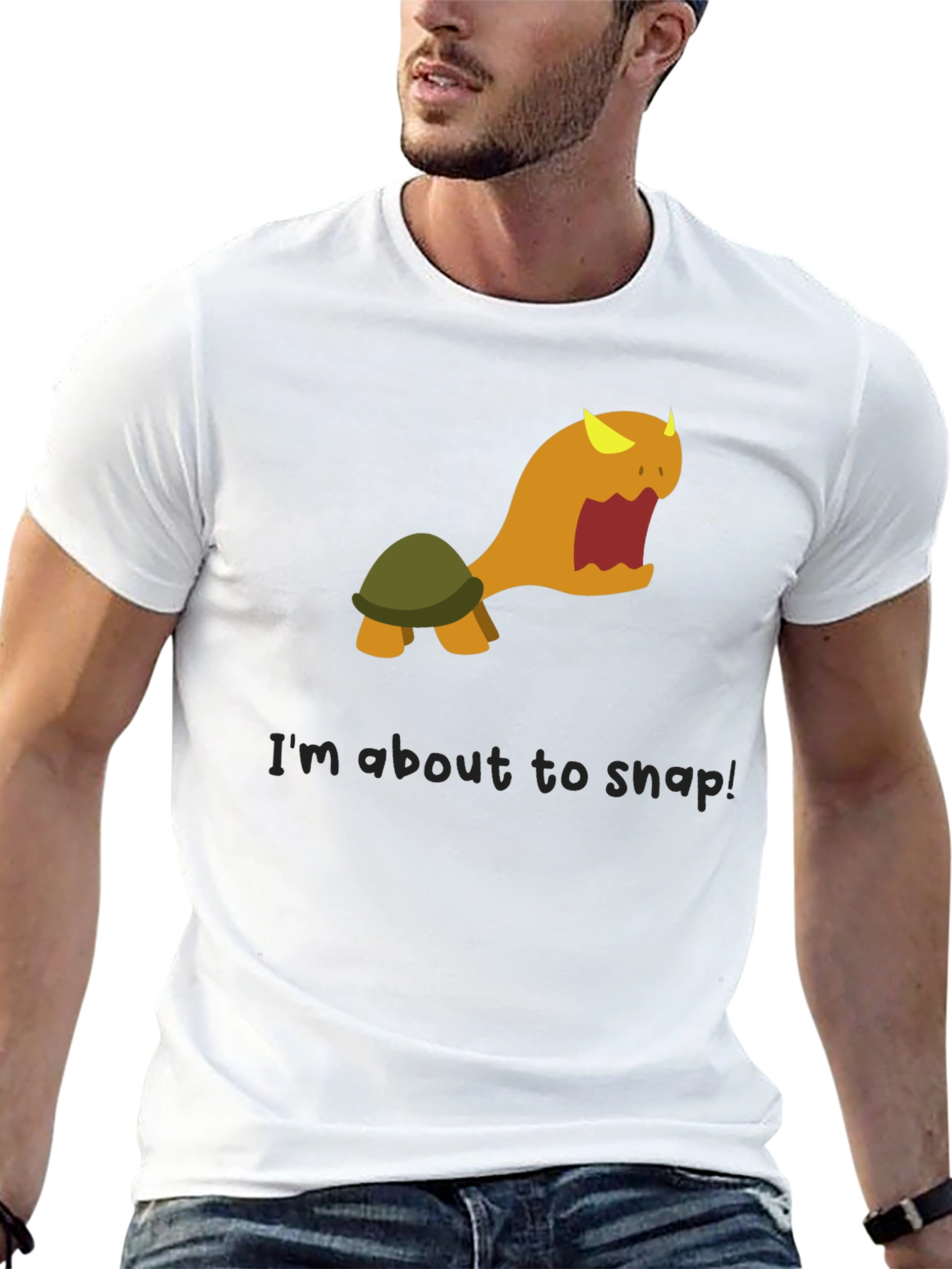 Snap Turtle Graphic Tee - Black Cotton T-Shirt