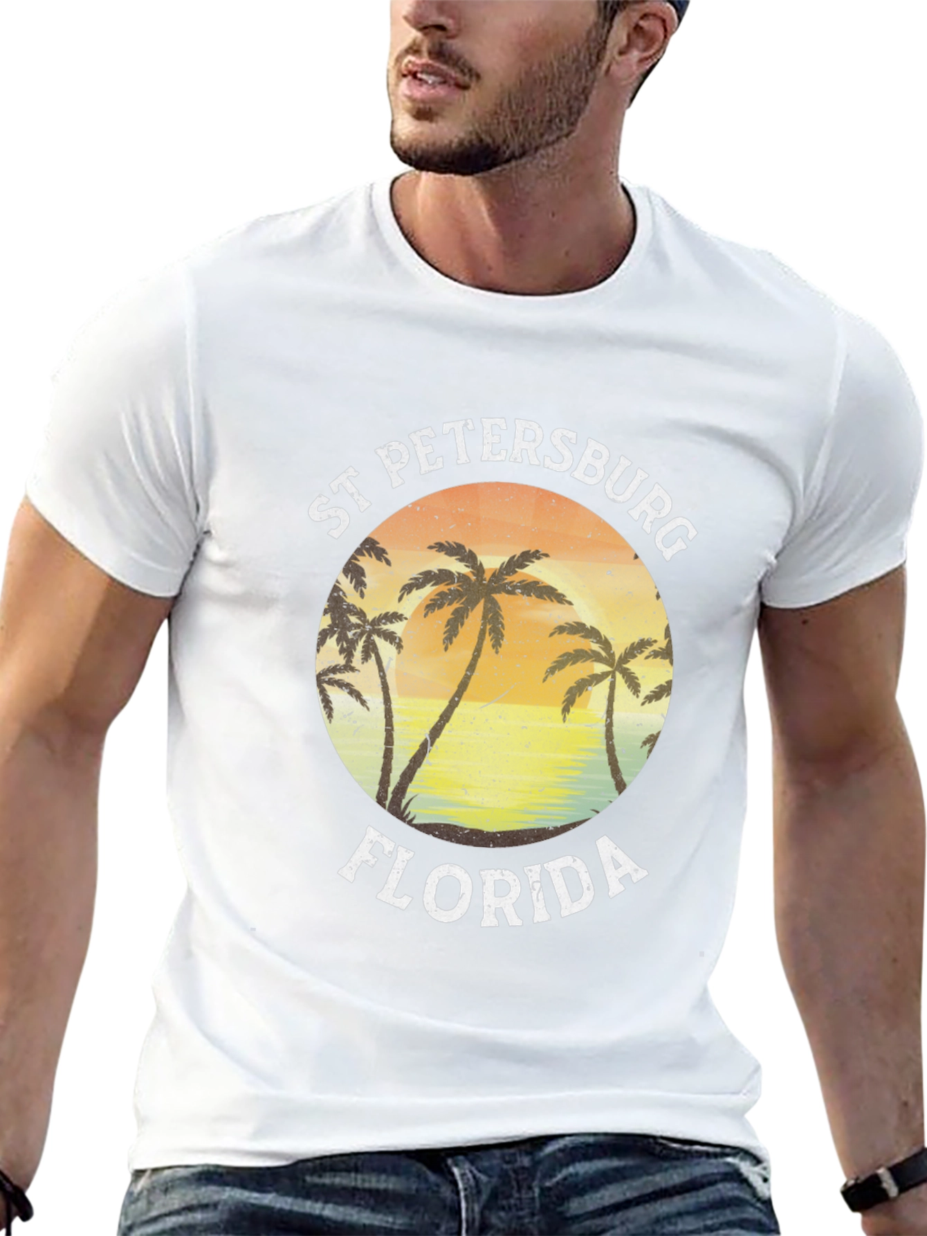St. Petersburg Florida T-Shirt Black Palm Tree Tee
