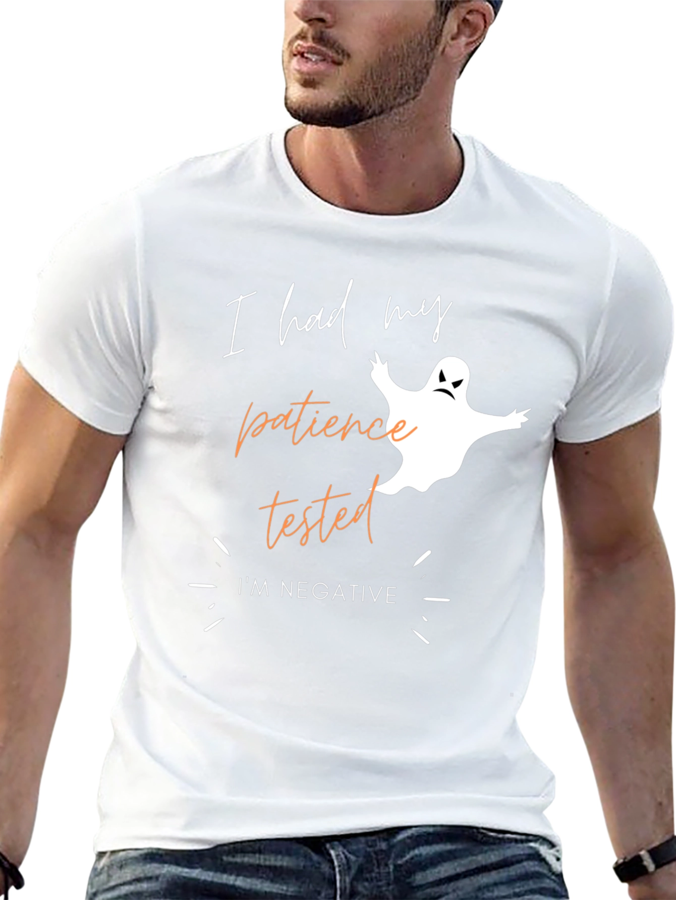 Funny Halloween Patience Tested Ghost Graphic T-Shirt