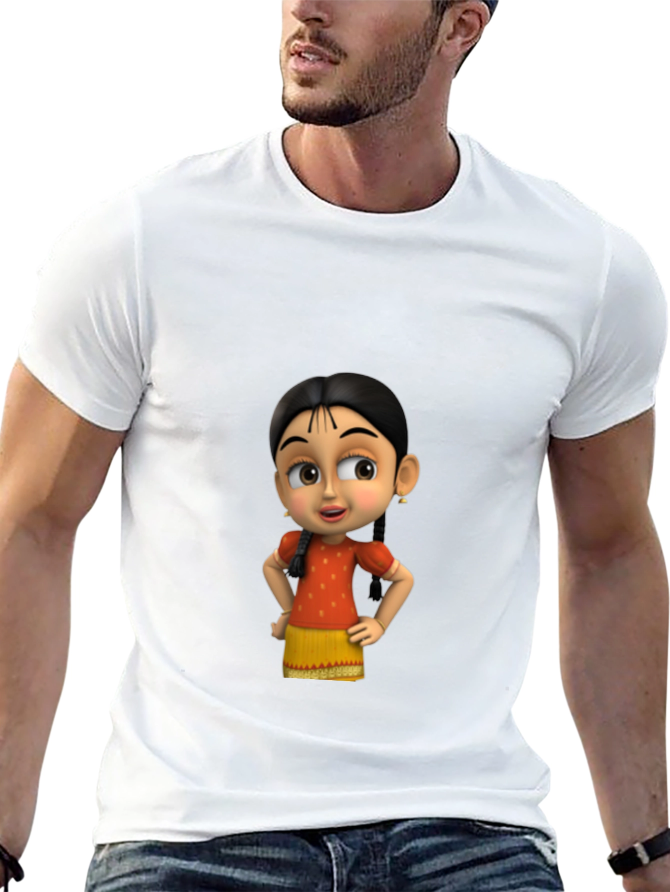 Cartoon Girl Graphic Black T-Shirt