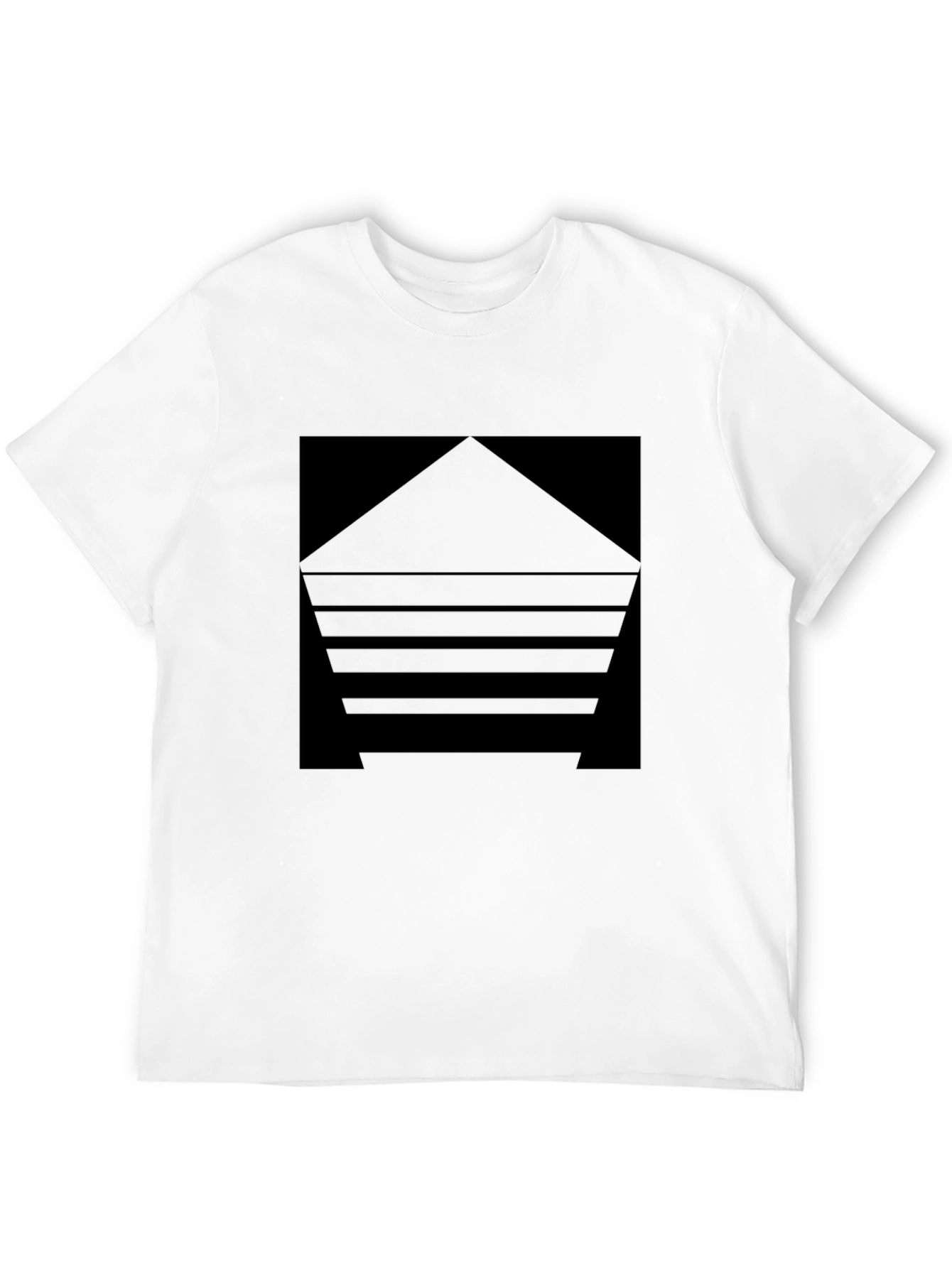 Mens Black Graphic Tee - Geometric Design