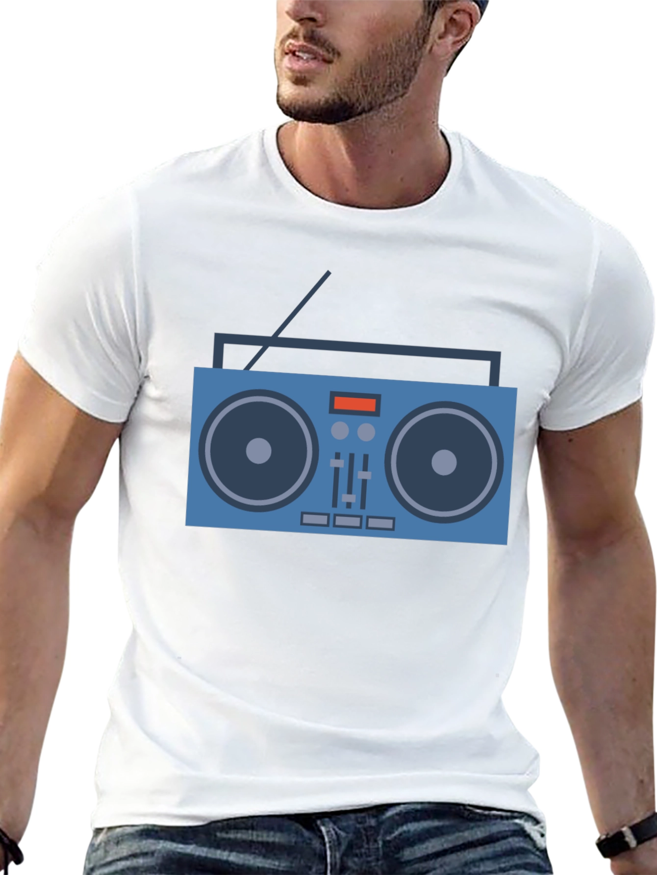 Retro Boombox Graphic Tee - Cool Music Lover Shirt