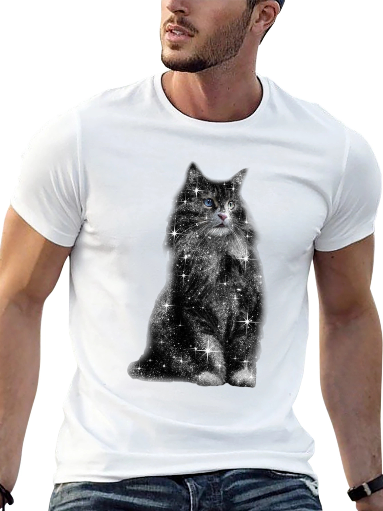 Galaxy Cat Graphic Tee - Unisex Black T-Shirt