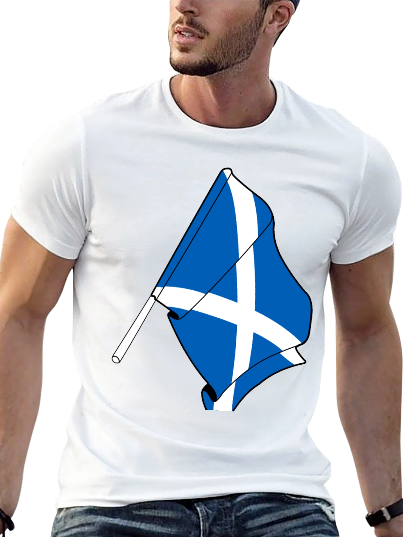 Scotland Flag Graphic Tee - Black Cotton Blend