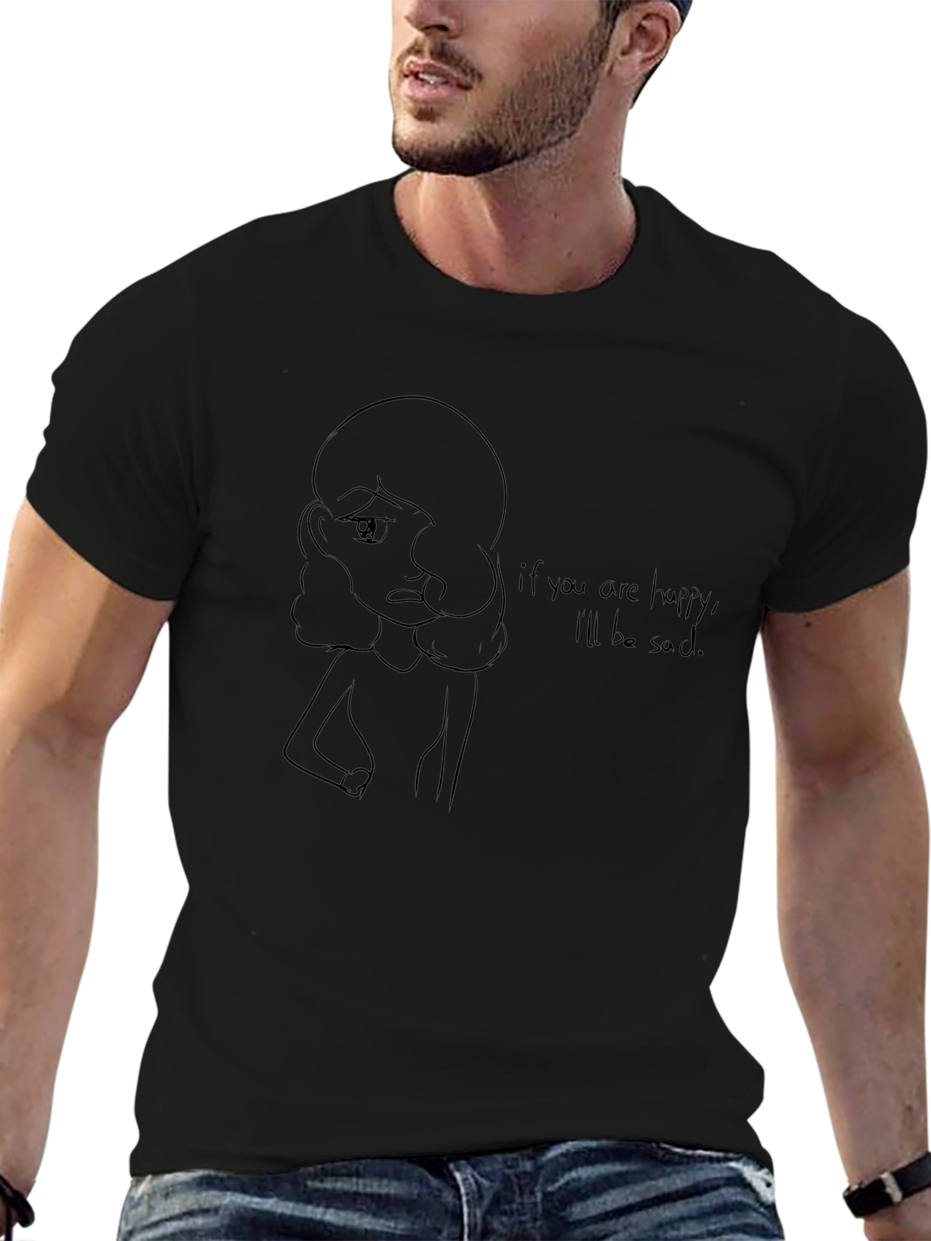 Sad Girl Graphic Tee - Unisex Black T-Shirt