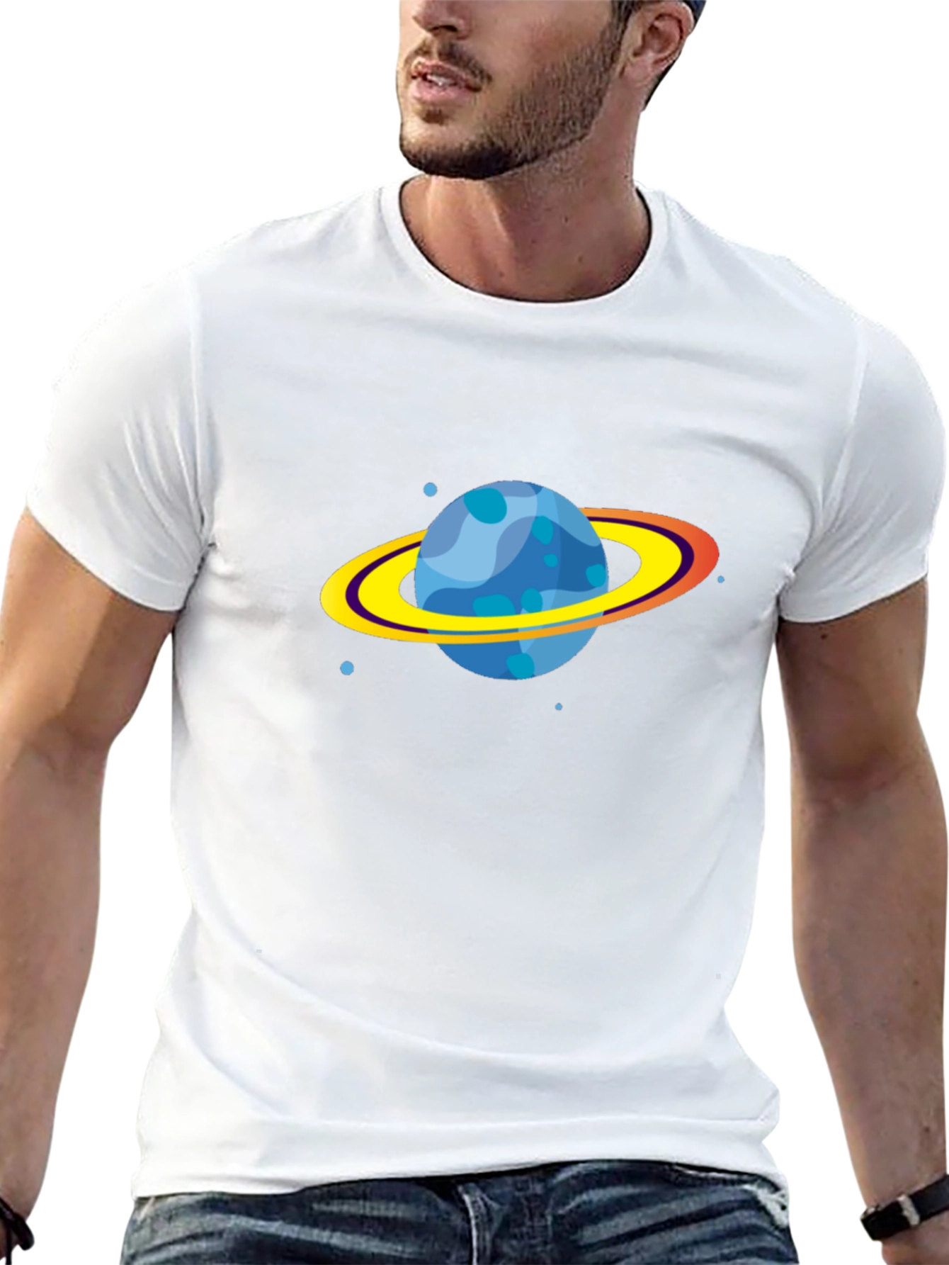 Planet Graphic T-Shirt - Black Crew Neck