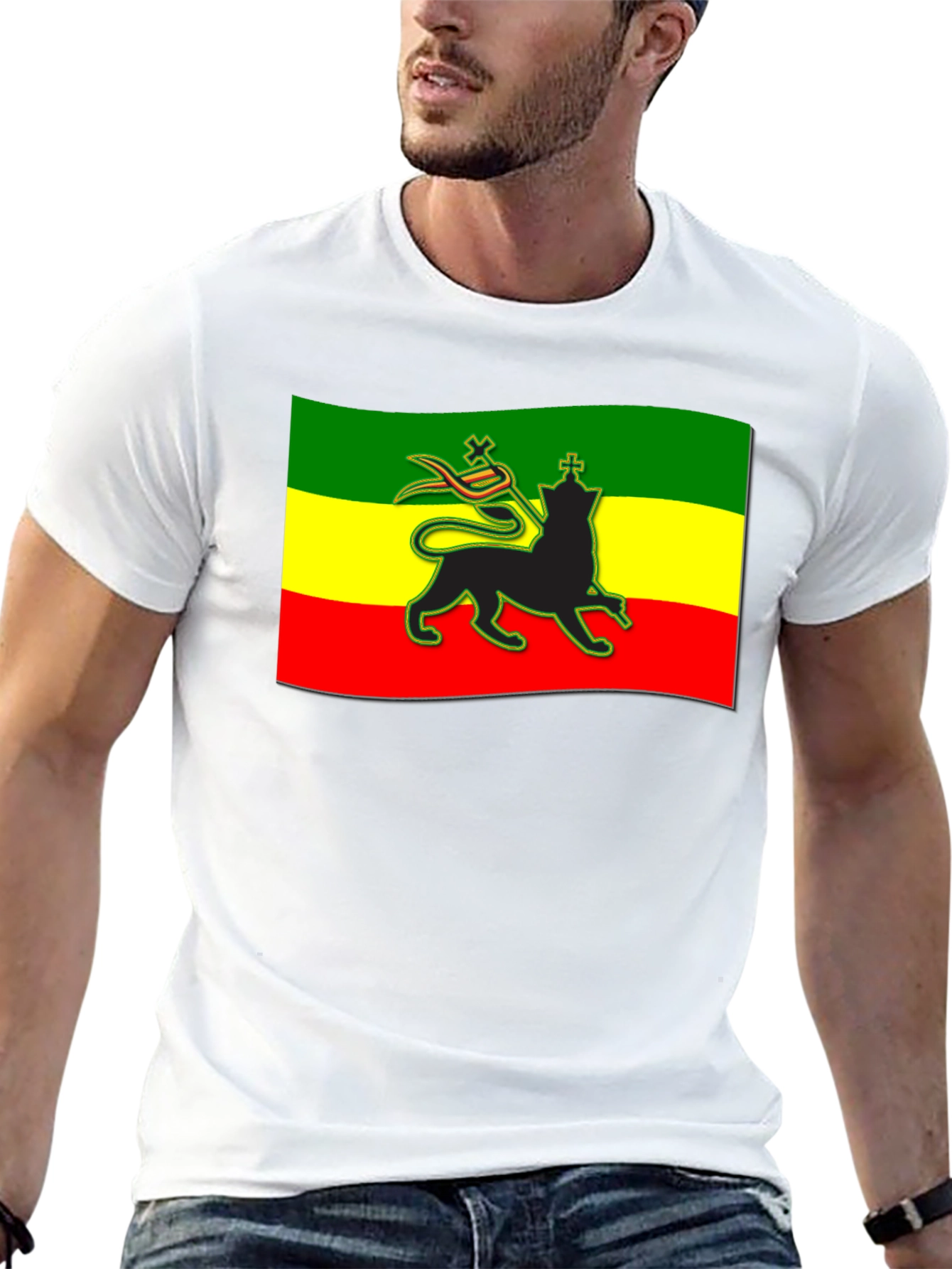 Rasta Lion Flag Graphic T-Shirt