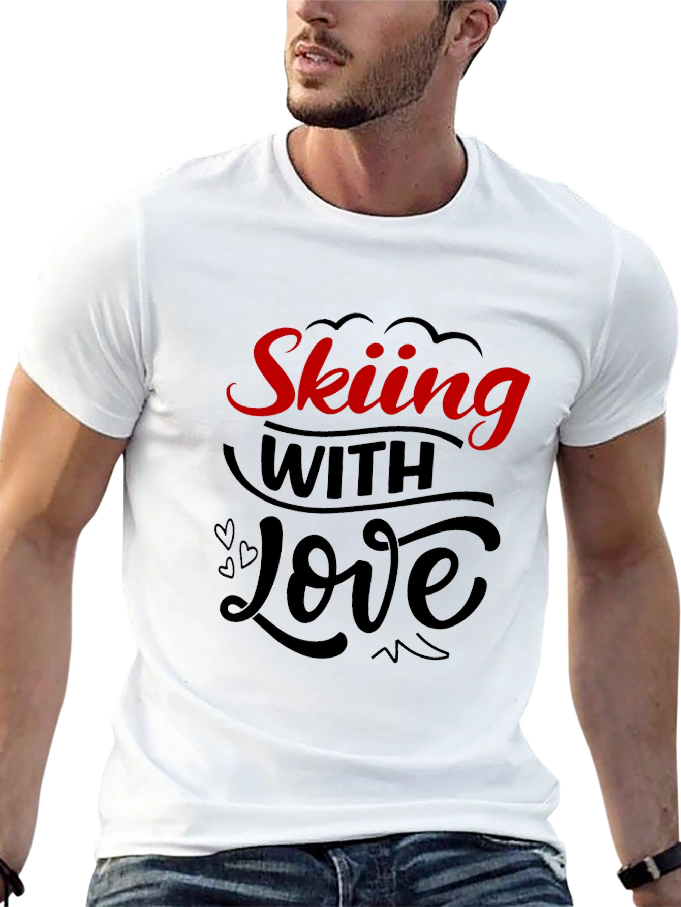 Skiing With Love Black Graphic Tee