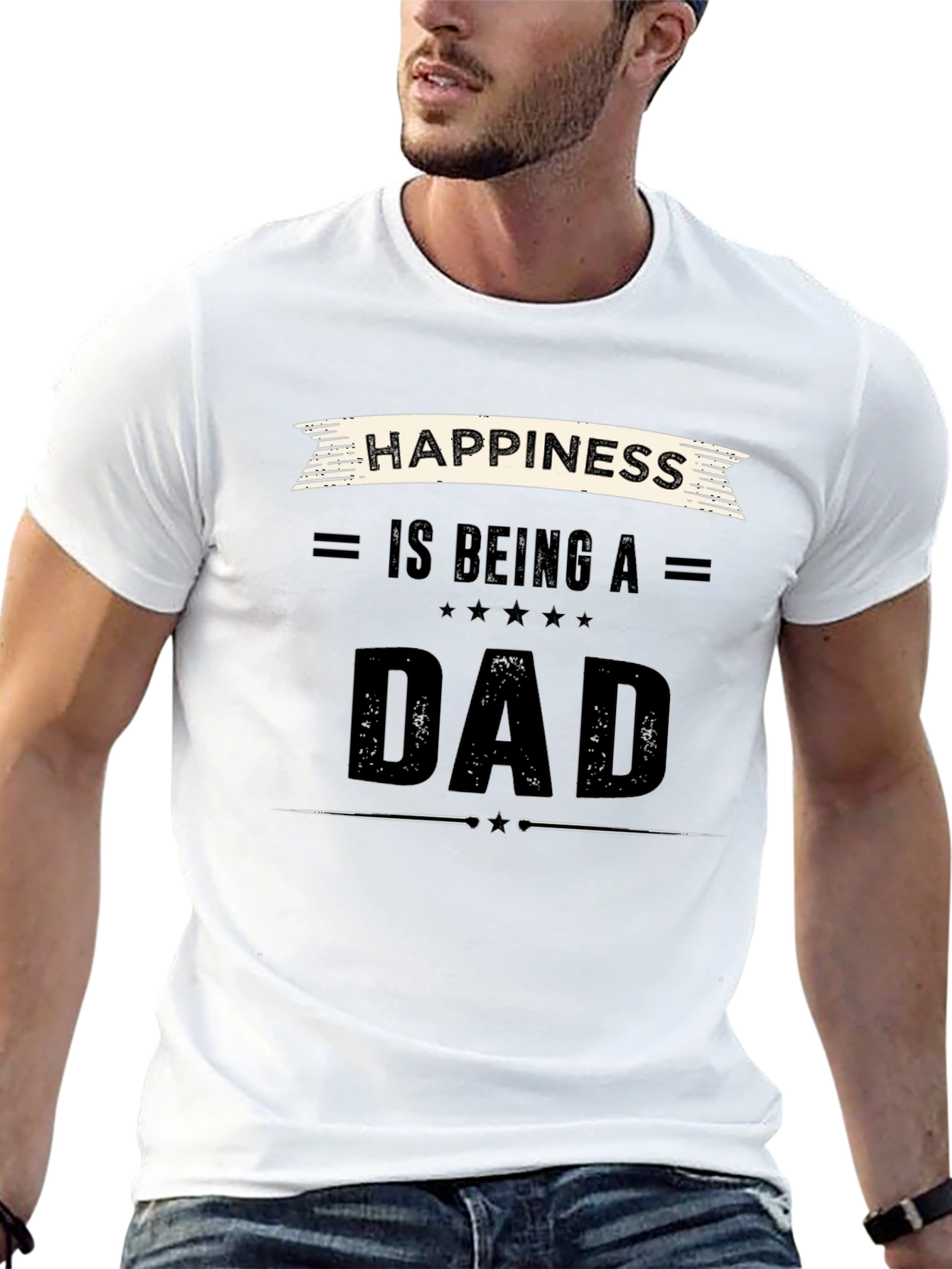 Happiness Is Being a Dad Black T-Shirt