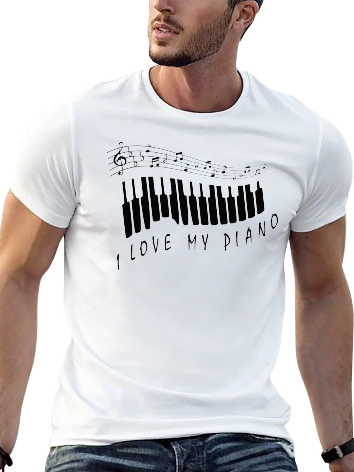 I Love My Piano Black Graphic Tee