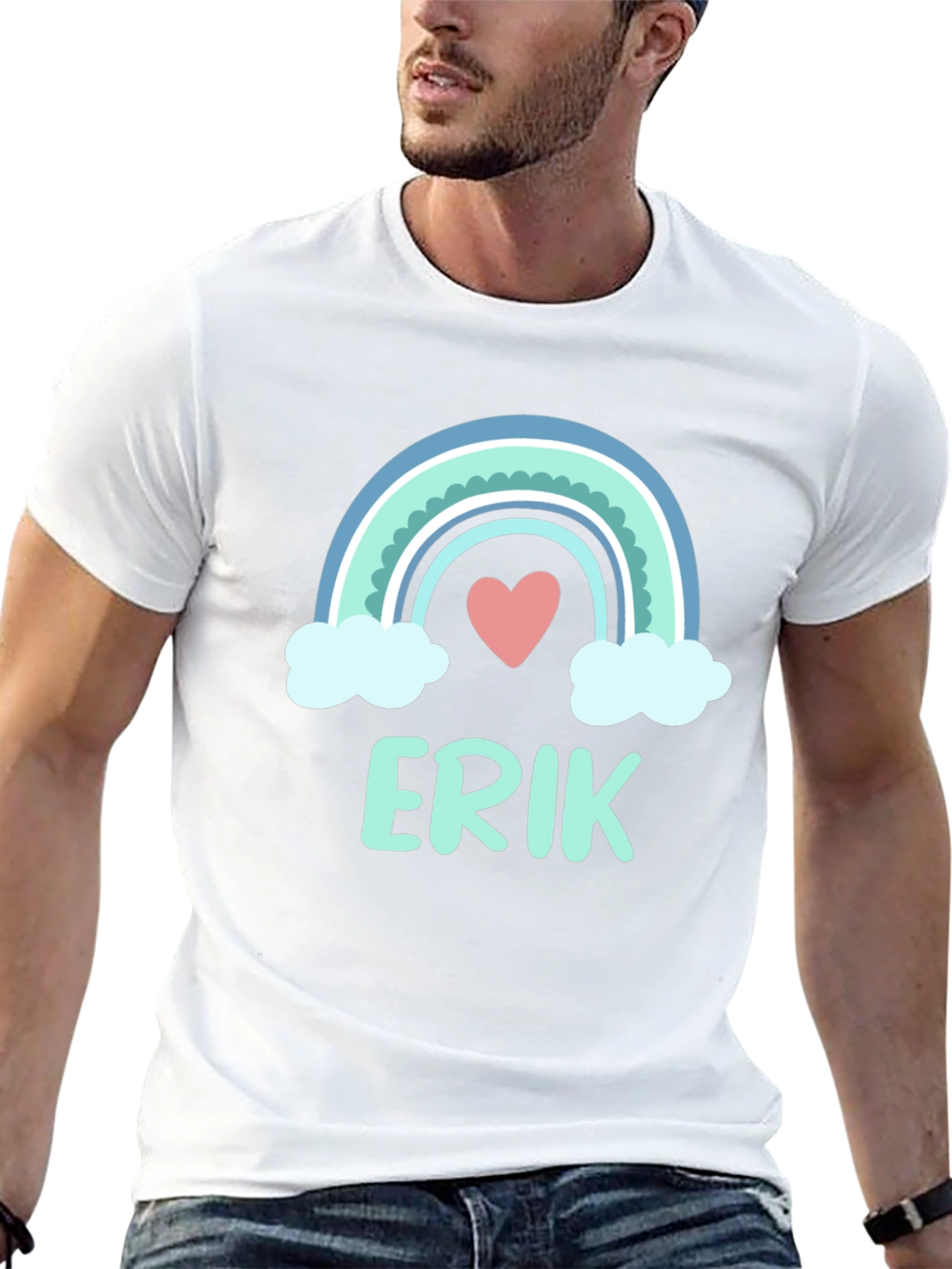 Rainbow Erik Custom Name Black T-Shirt