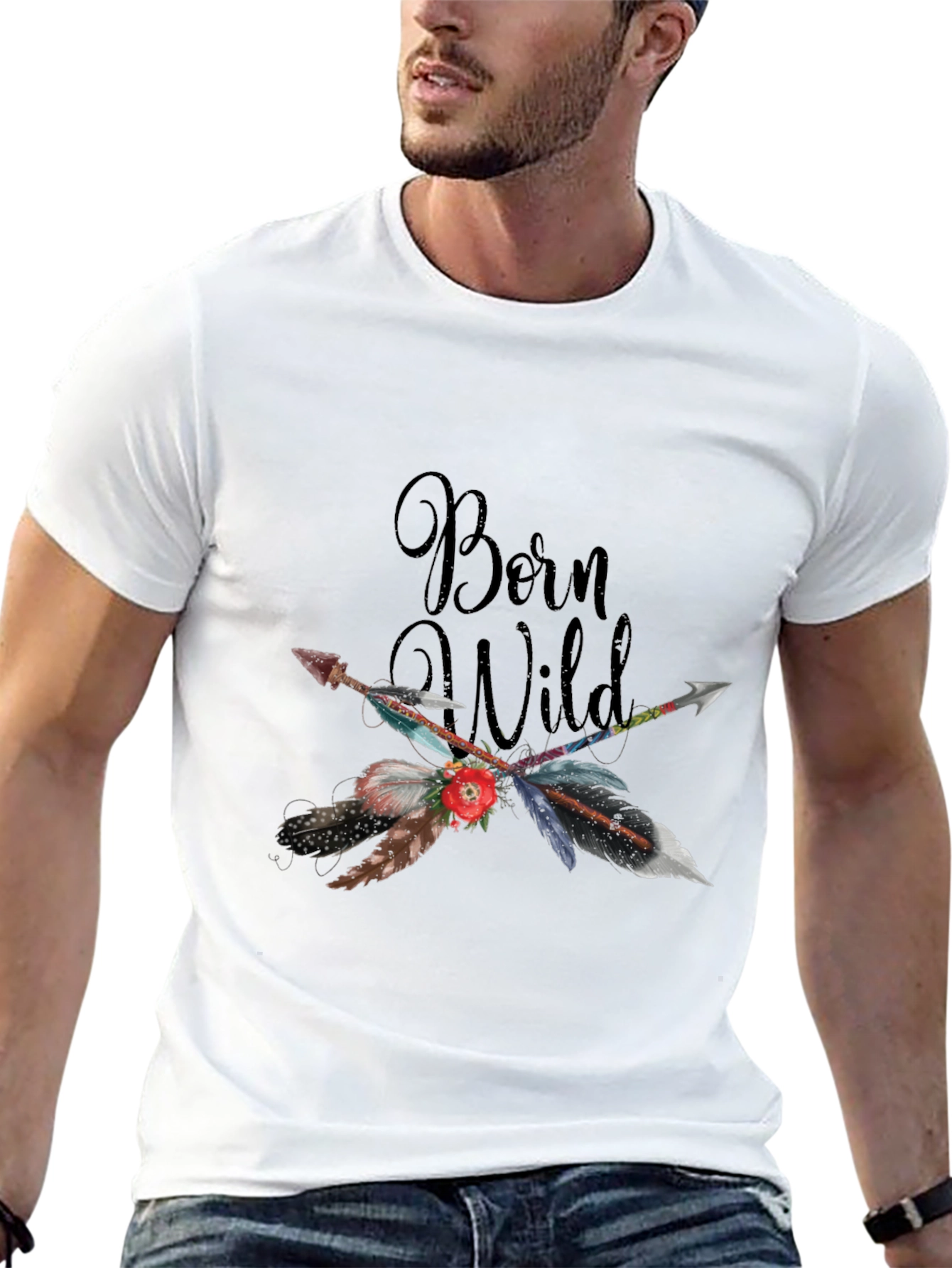 Born Wild Feather Arrow Graphic T-Shirt