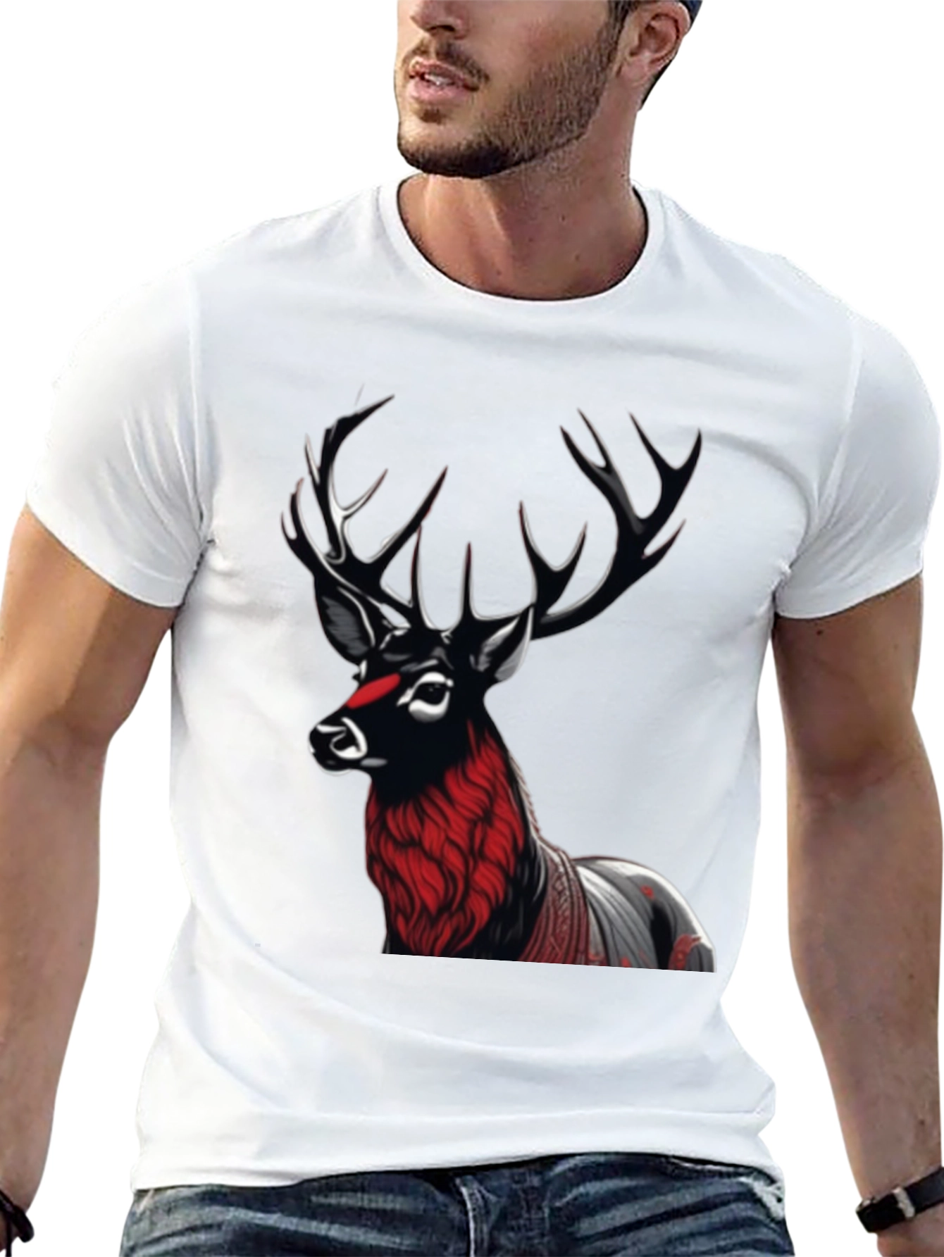 Black Deer Graphic Tee - Unique Design