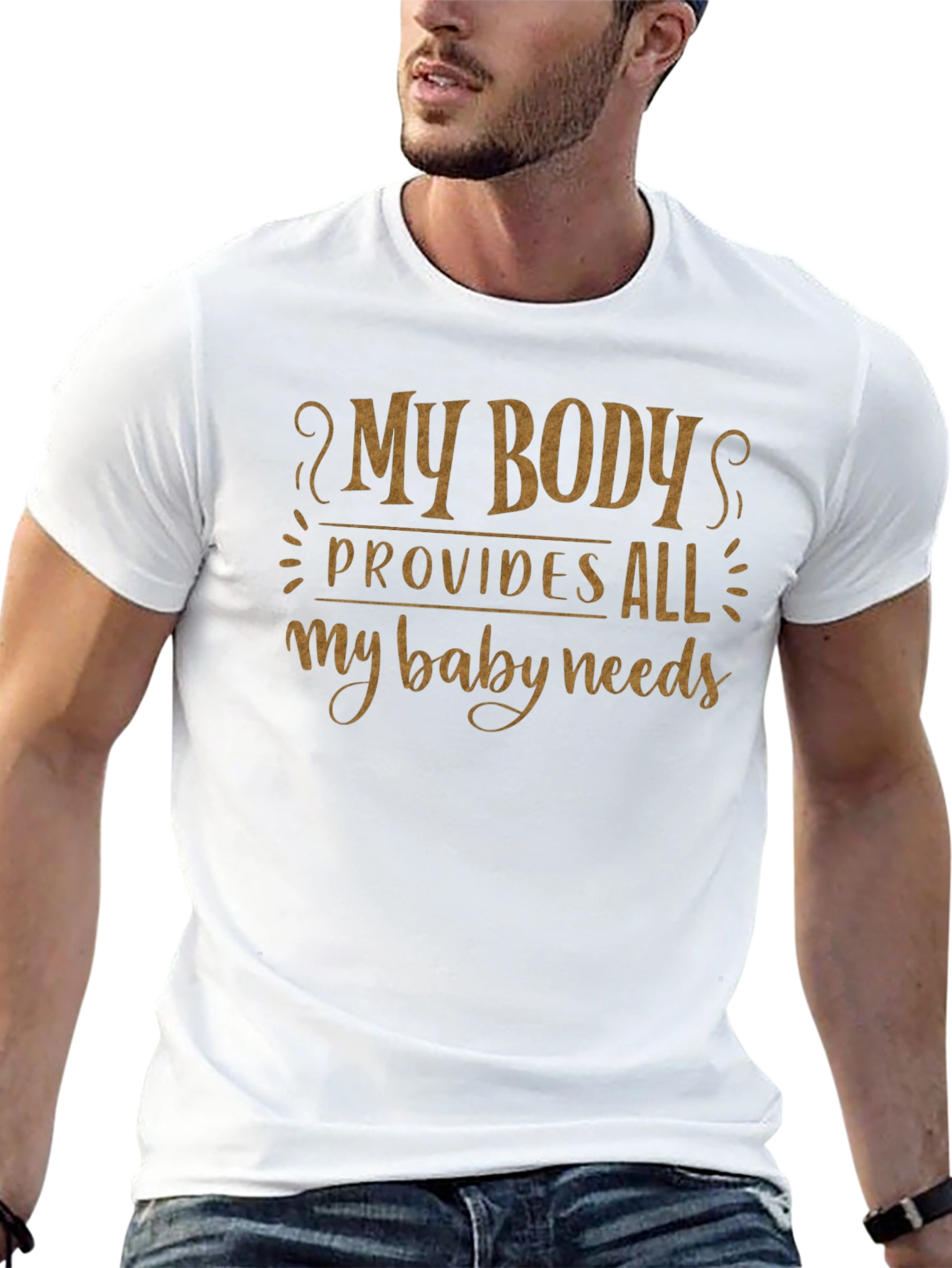 My Body Provides All My Baby Needs Black T-Shirt