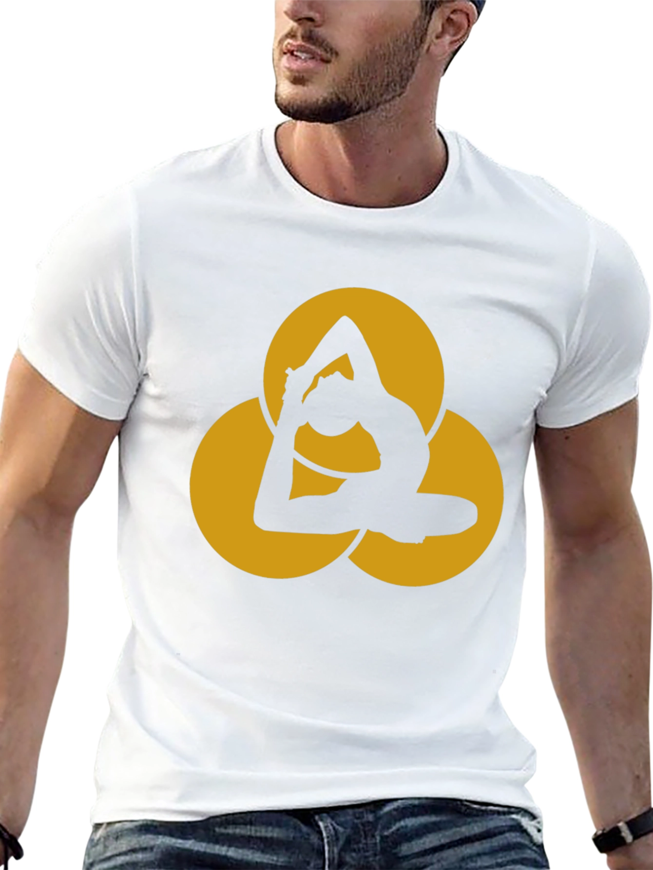 Yoga Pose Graphic Tee - Black Cotton Blend T-Shirt